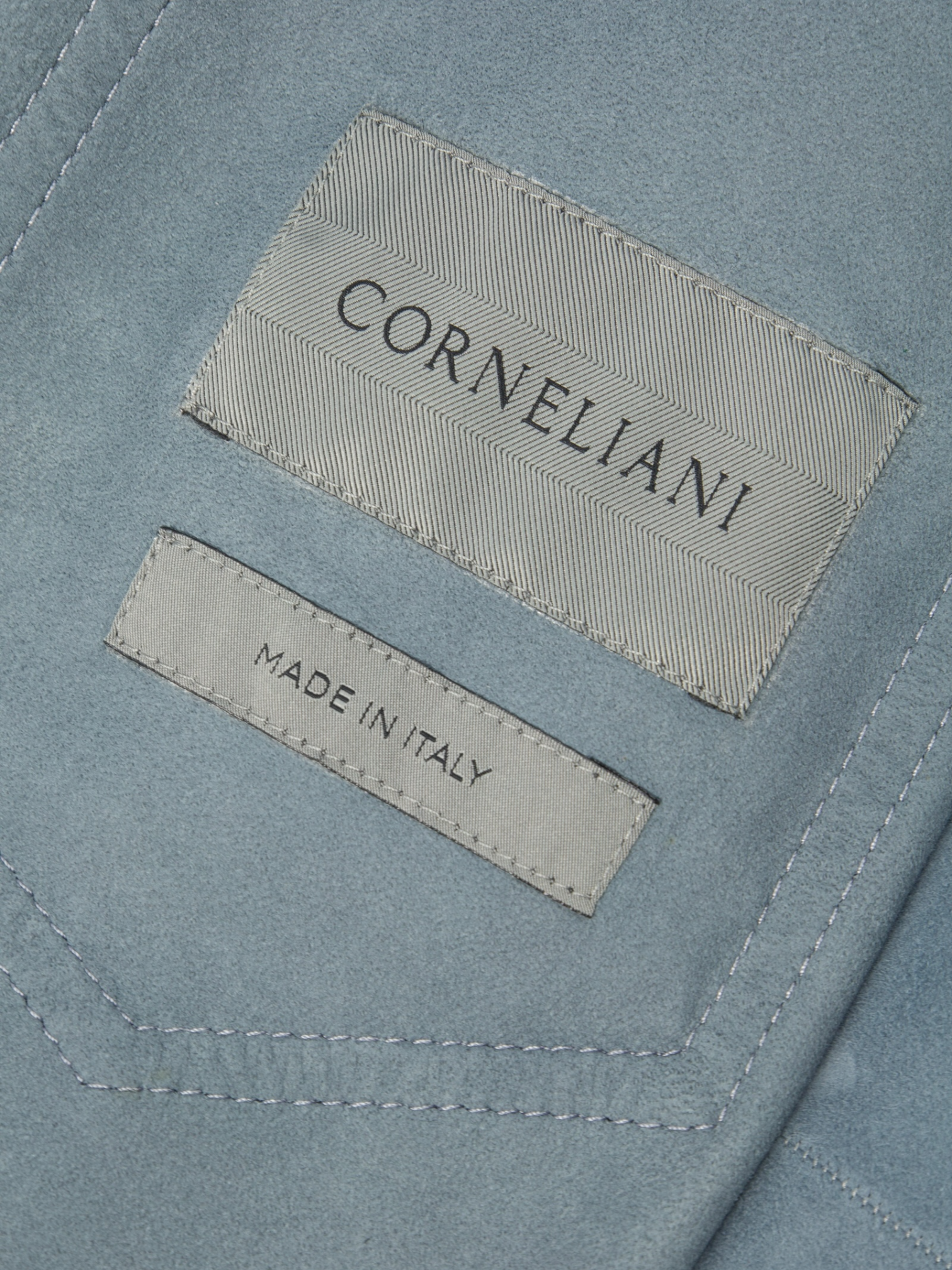 Corneliani Light Blue Lambskin Suede Overshirt