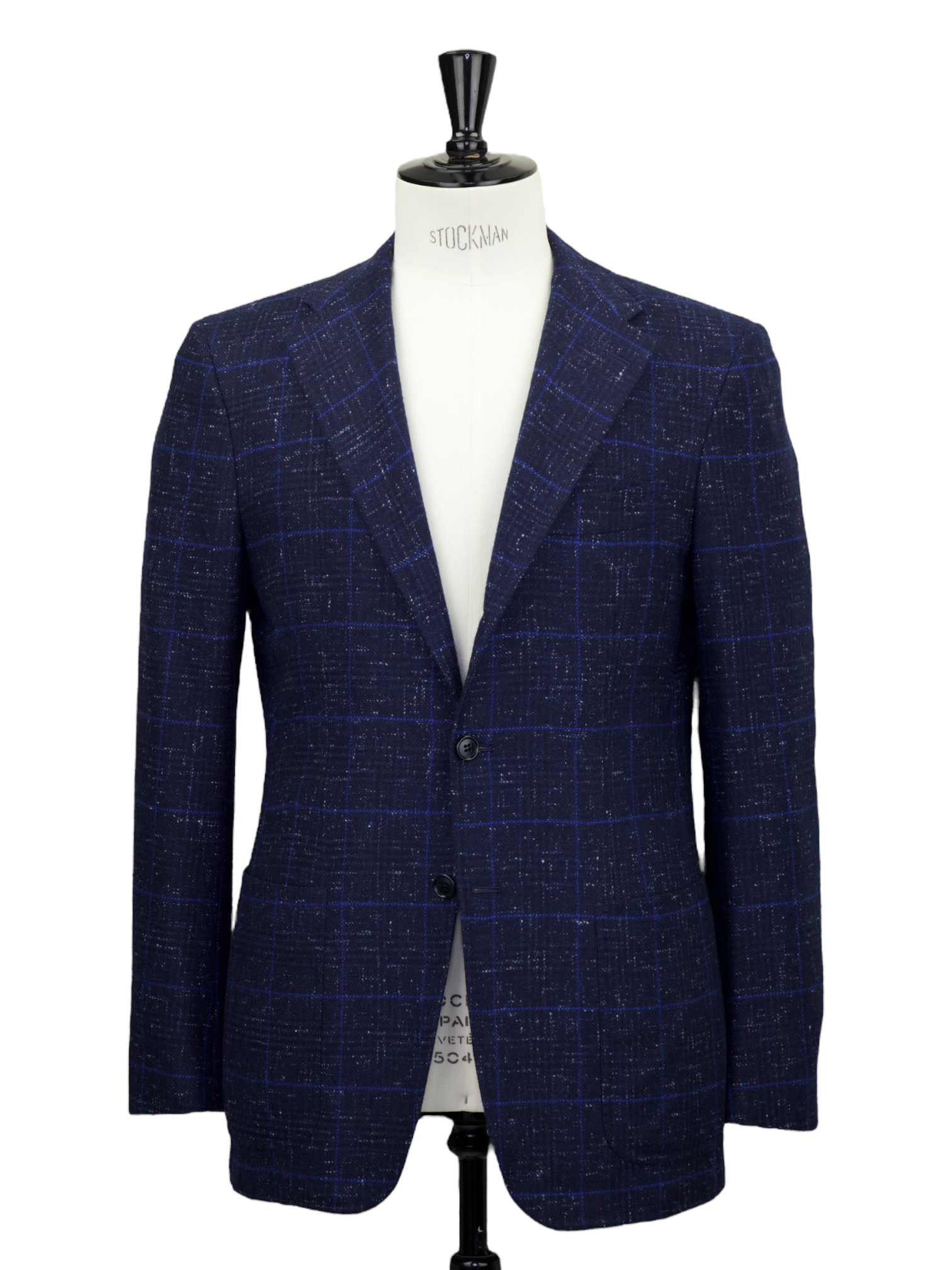 Kiton Blue Windowpane Cashmere Bouclé Jacket