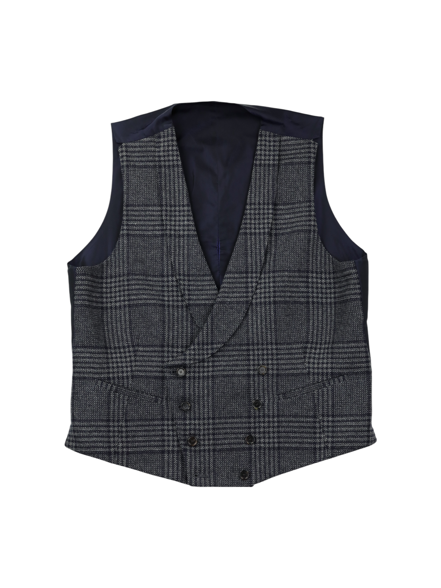 Cesare Attolini Grey Pure Cashmere Prince de Galles Waistcoat