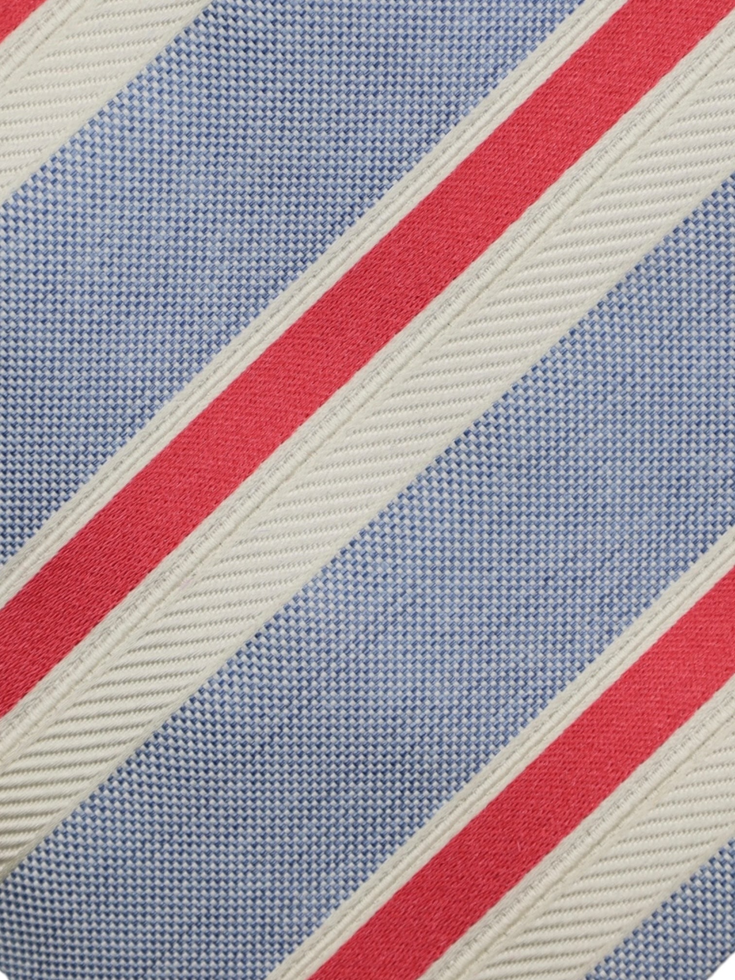 Kiton 5-Fold Ice Blue & Red Club Stripe Tie