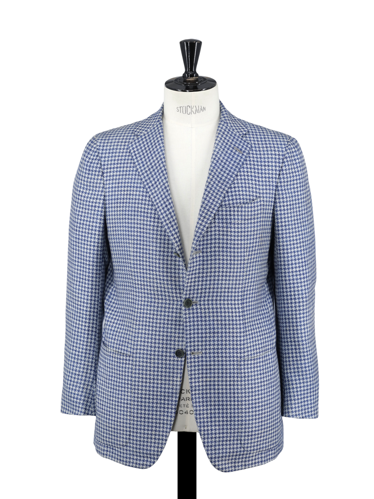 Kiton Chambray Blue & White Cashmere-Linen Blend Pied de Poule Jacket