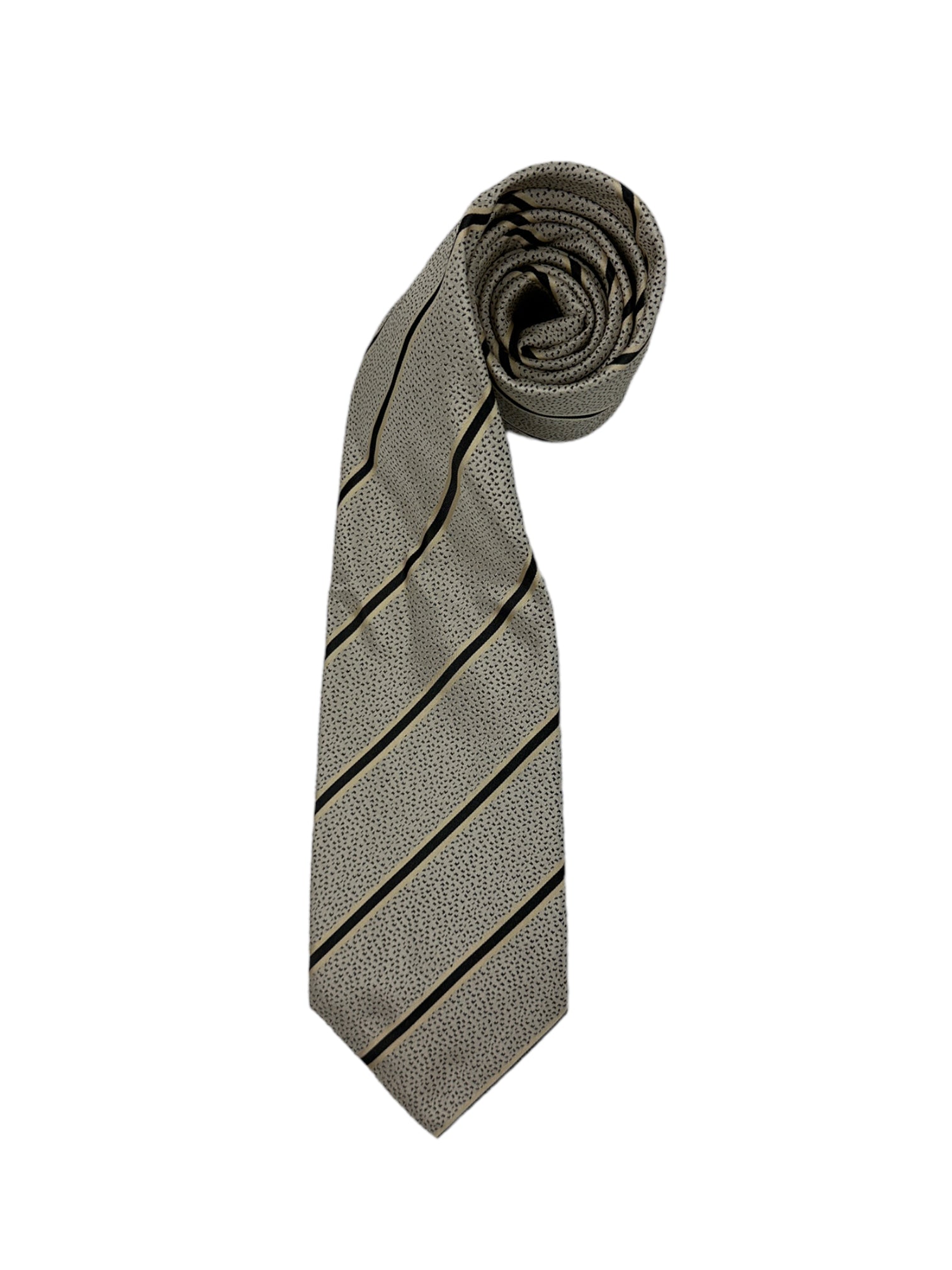 Cesare Attolini Taupe Club Stripe Tie