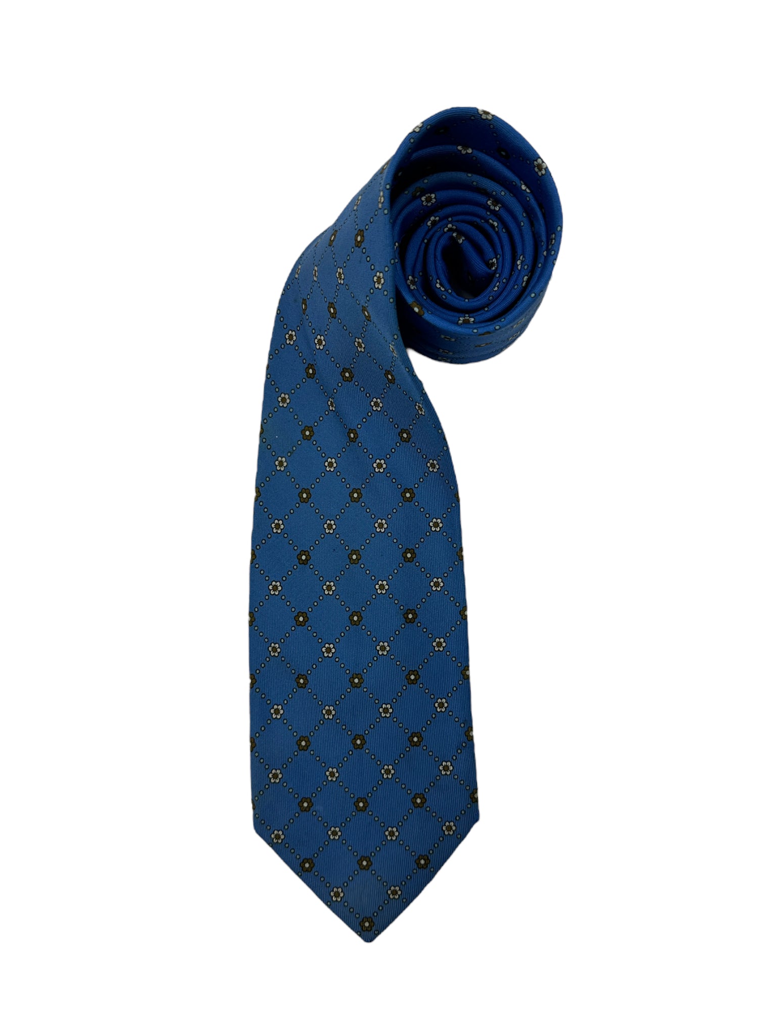 E.Marinella Royal Blue Micro Floral Tie