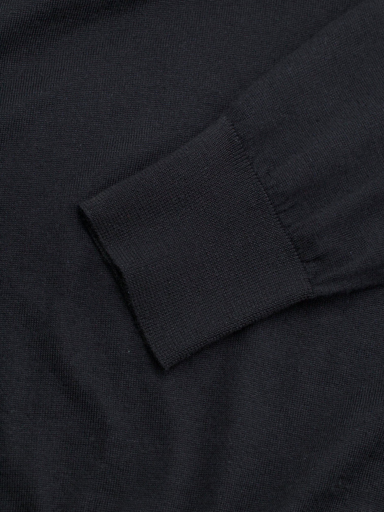 Doriani Black Wool, Silk & Cashmere Long-Sleeve Polo