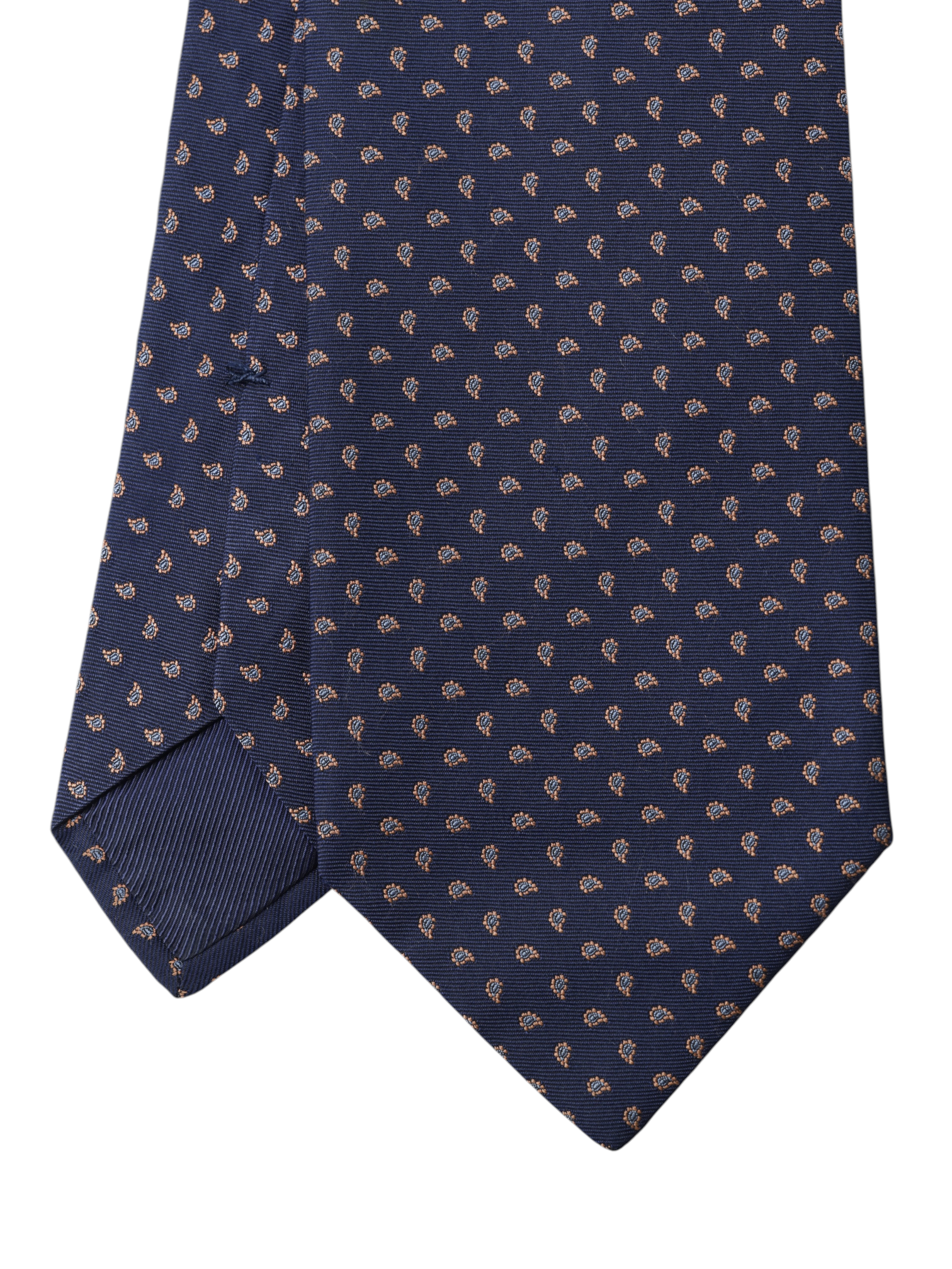 Kiton 5-Fold Navy & Orange Silk Paisley Tie