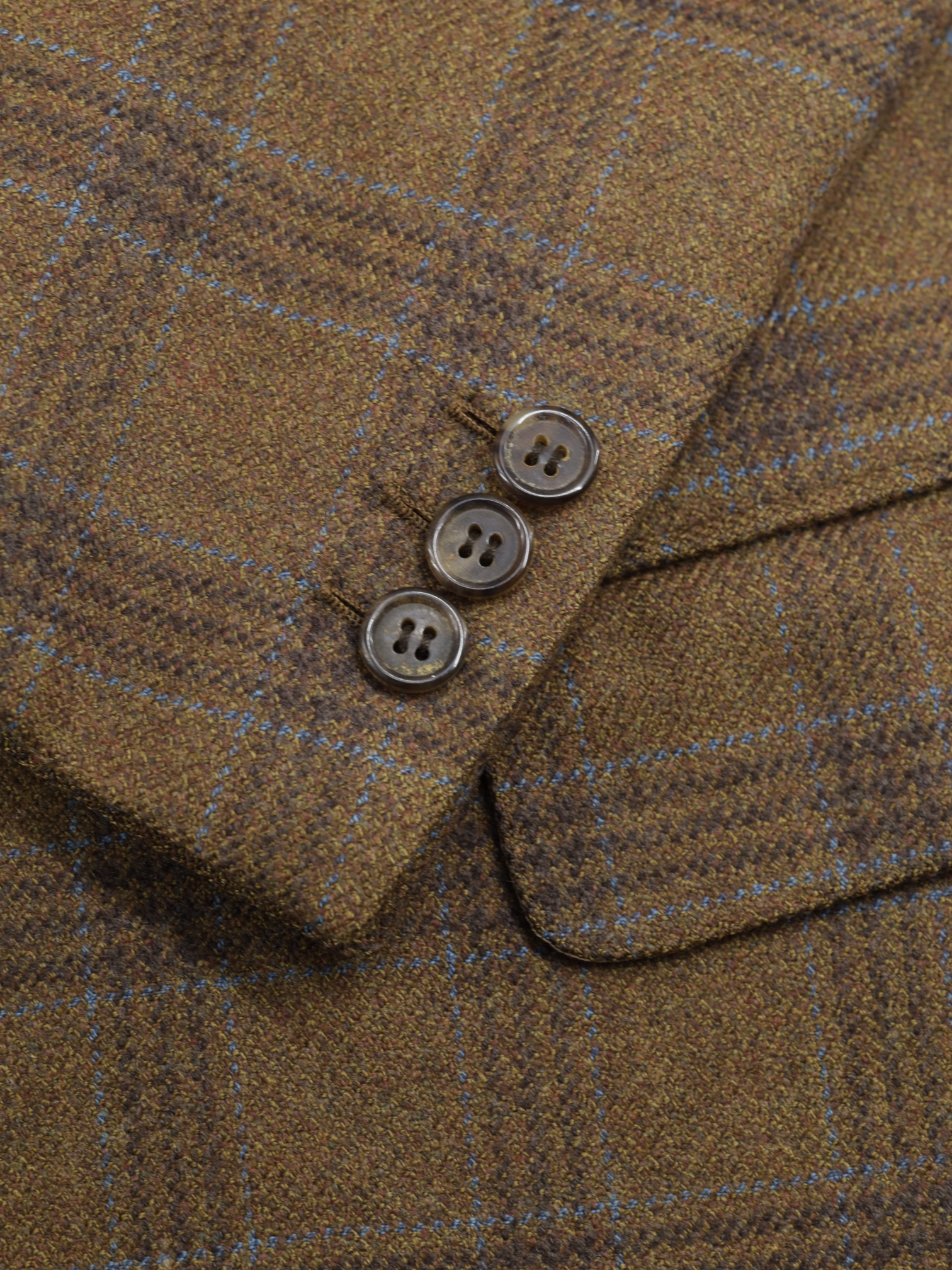 Brioni Brown & Light Blue Pure Wool Overcheck Palatino Jacket