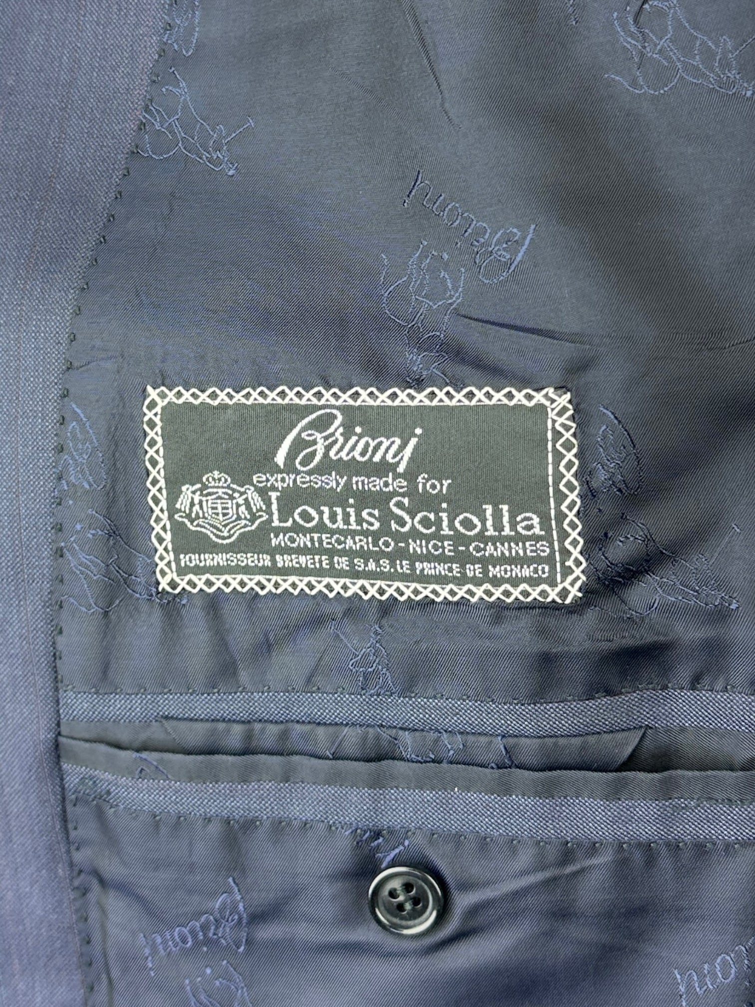 Brioni blauw Traiano krijtstreeppak