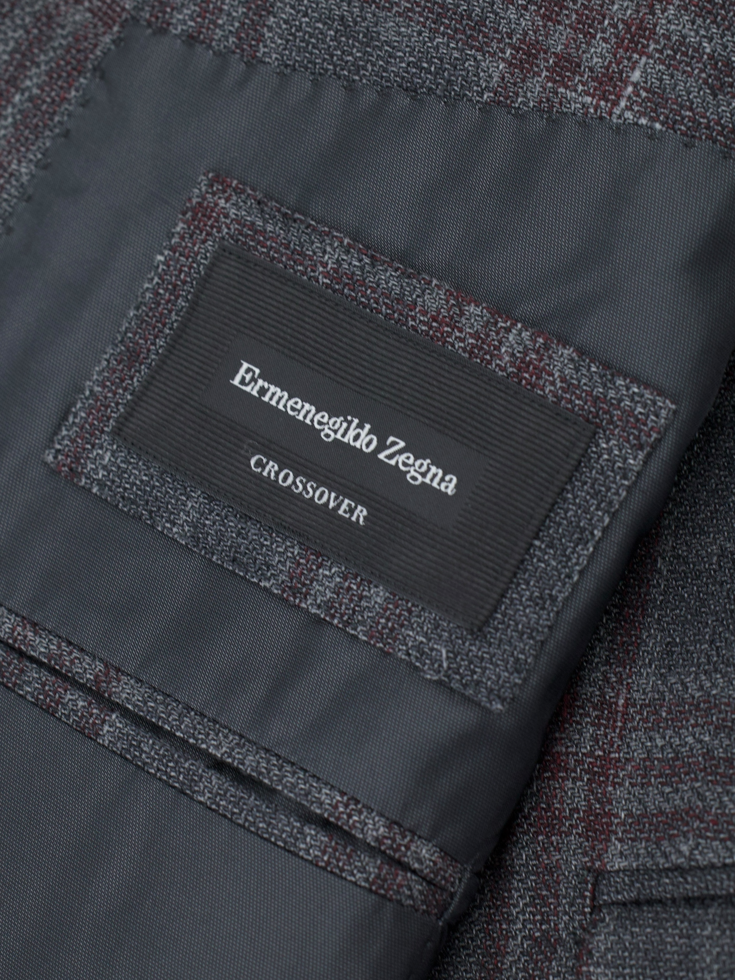 Ermenegildo Zegna Warm Taupe & Maroon Linen, Wool & Silk Check Jacket