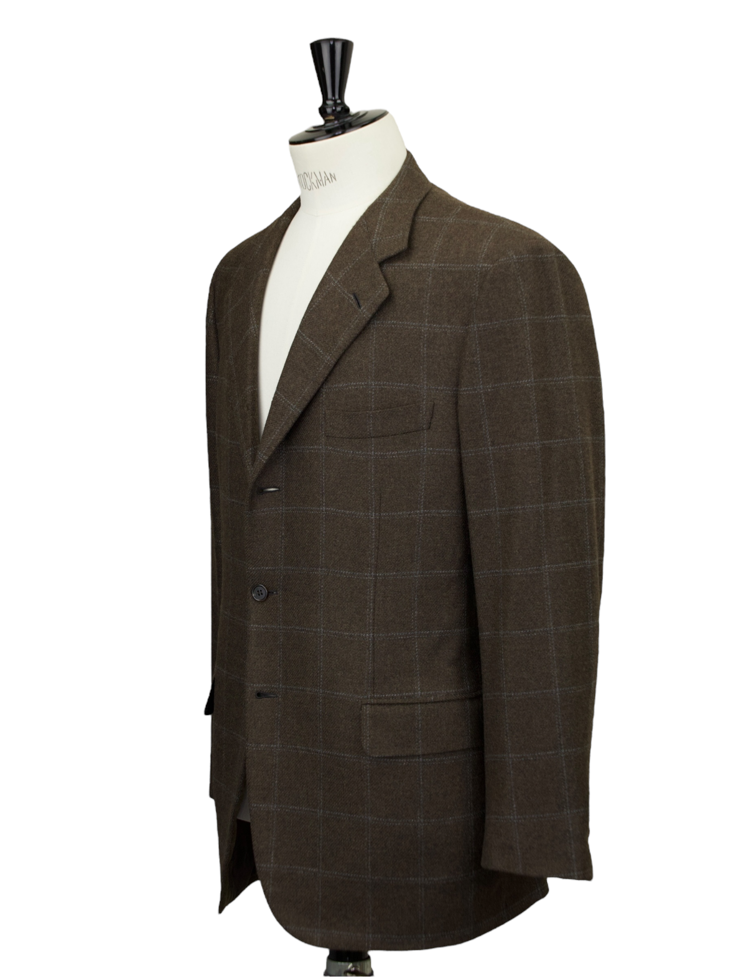 Brioni Chocolate Brown Pure Cashmere Windowpane "Nomentano" Jacket