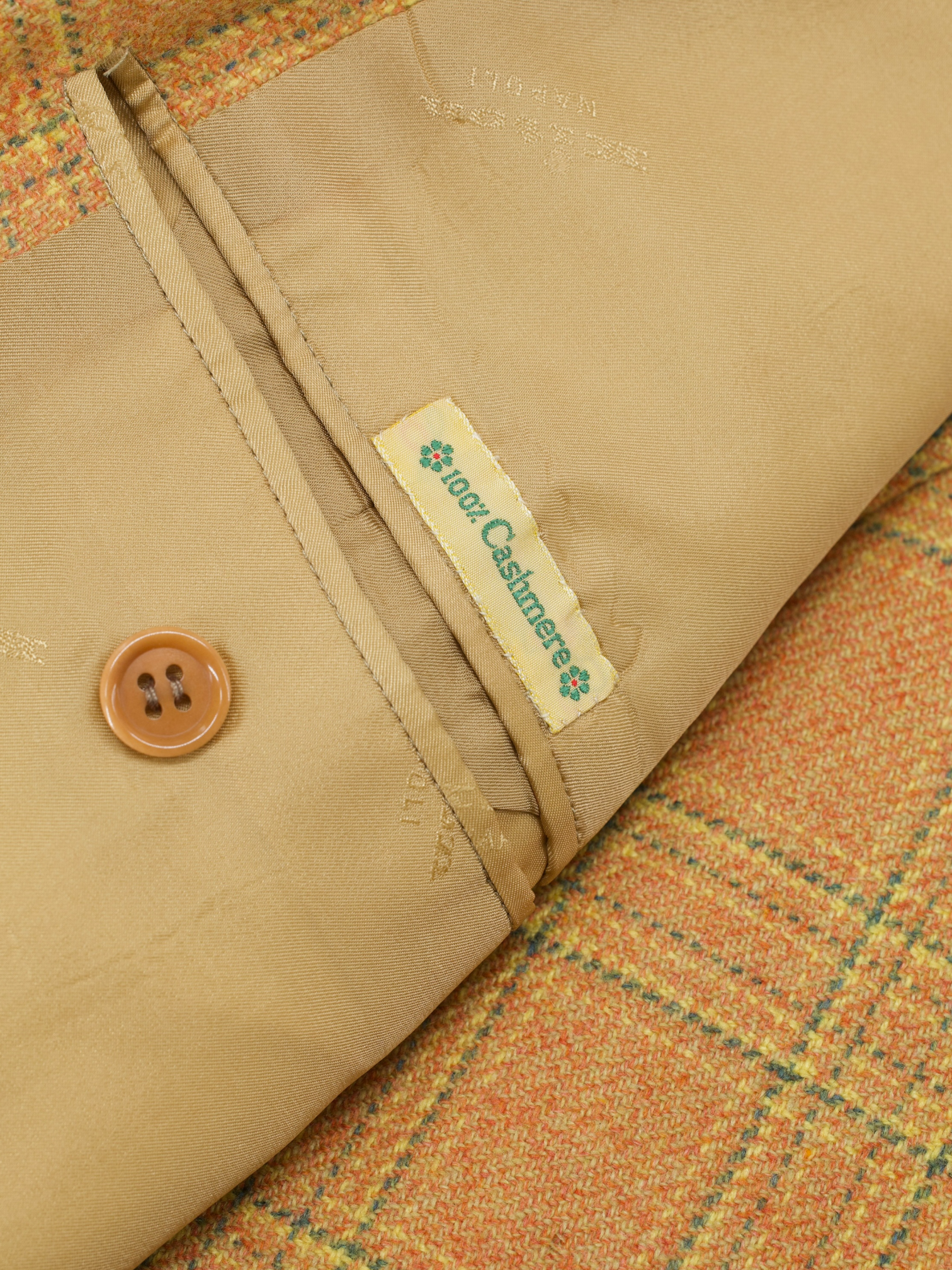 Kiton Orange Pure Plushy-Cashmere Double Breasted Windowpane Jacket