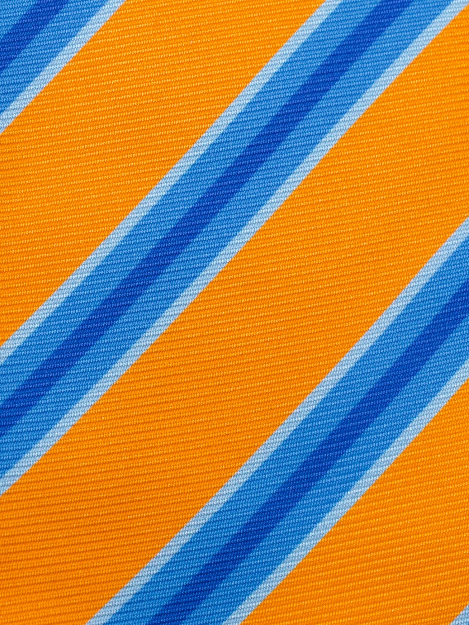 Kiton 5-Fold Royal Dutch Orange & Blue Silk Multi-Stripe Tie