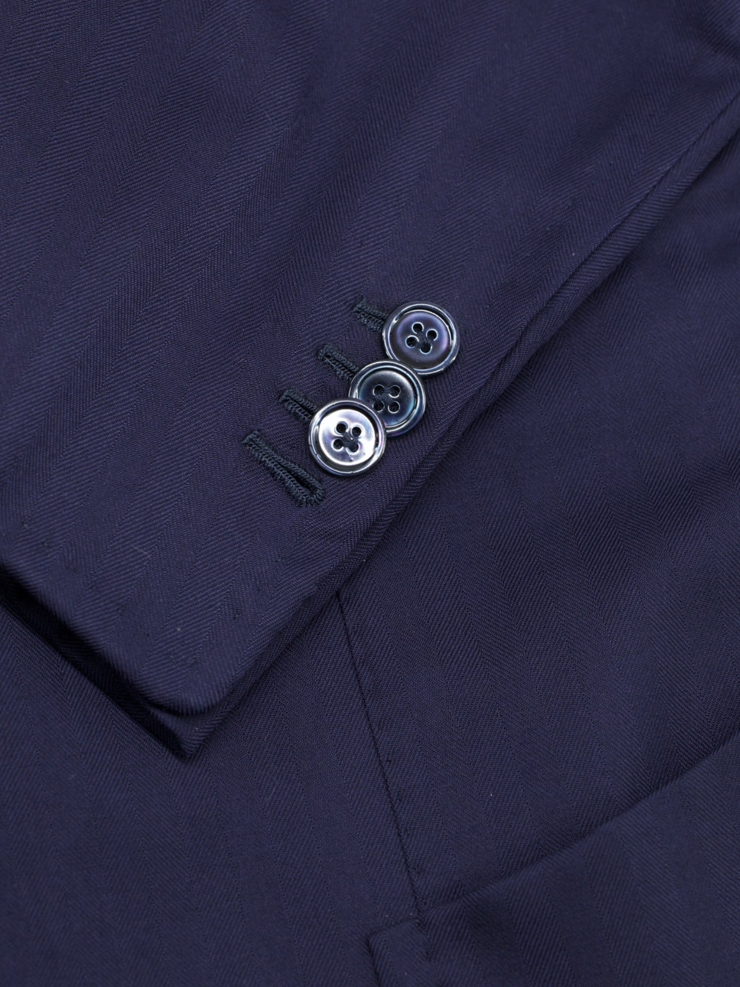 Sciamat Navy Bespoke Extrafine-Wool Herringbone Jacket