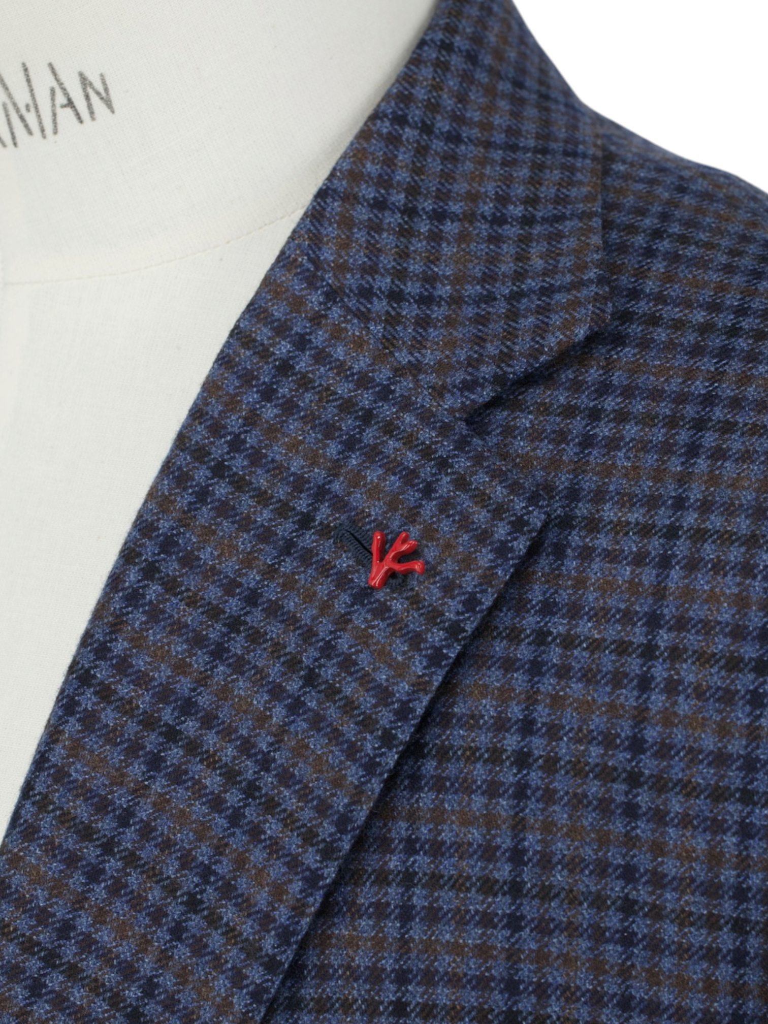 Isaia Dark Blue & Brown Pure-Cashmere Gingham Check Jacket