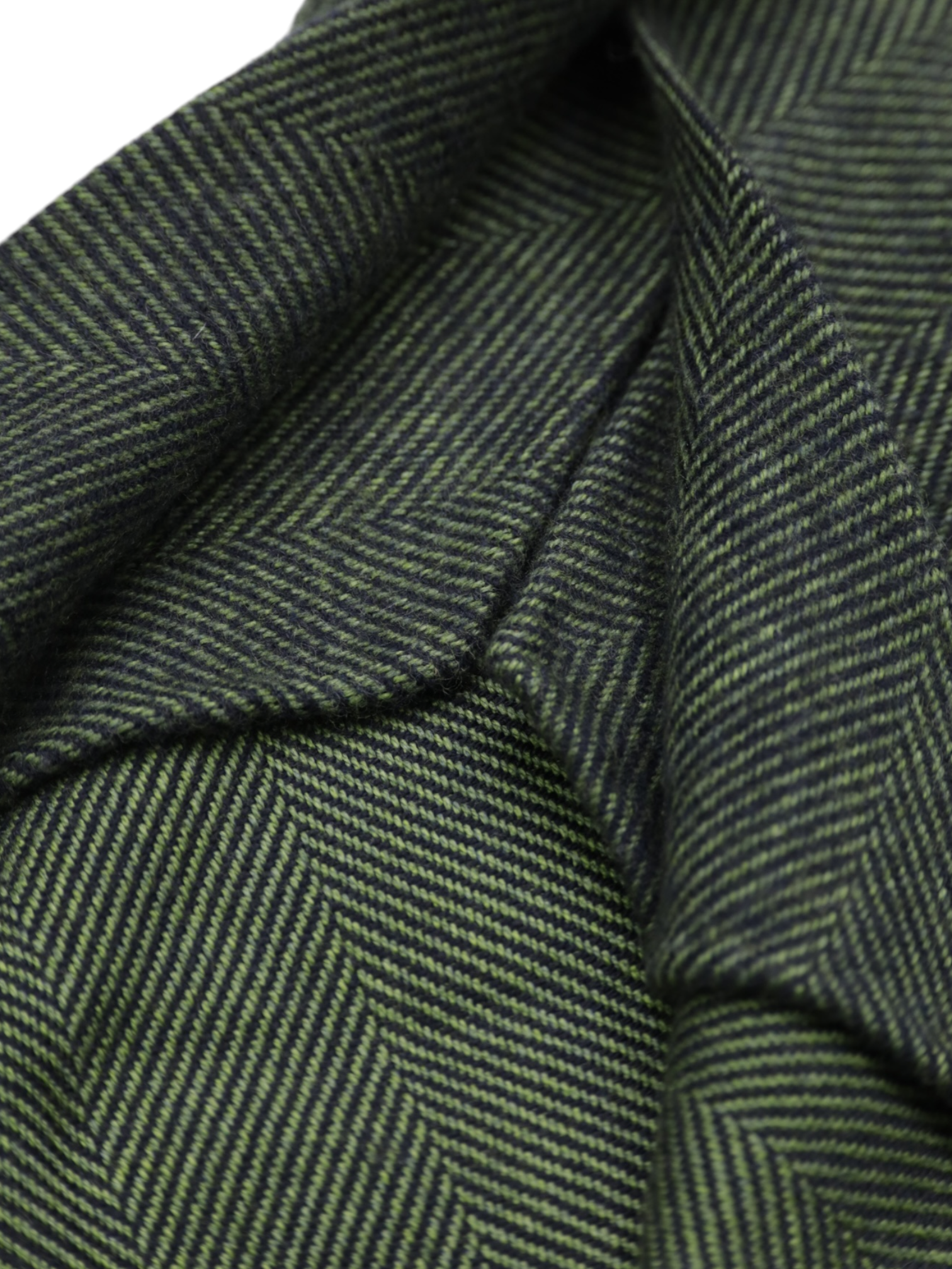 Kiton 5-Fold Olive Green Handrolled Cashmere Herringbone Tie