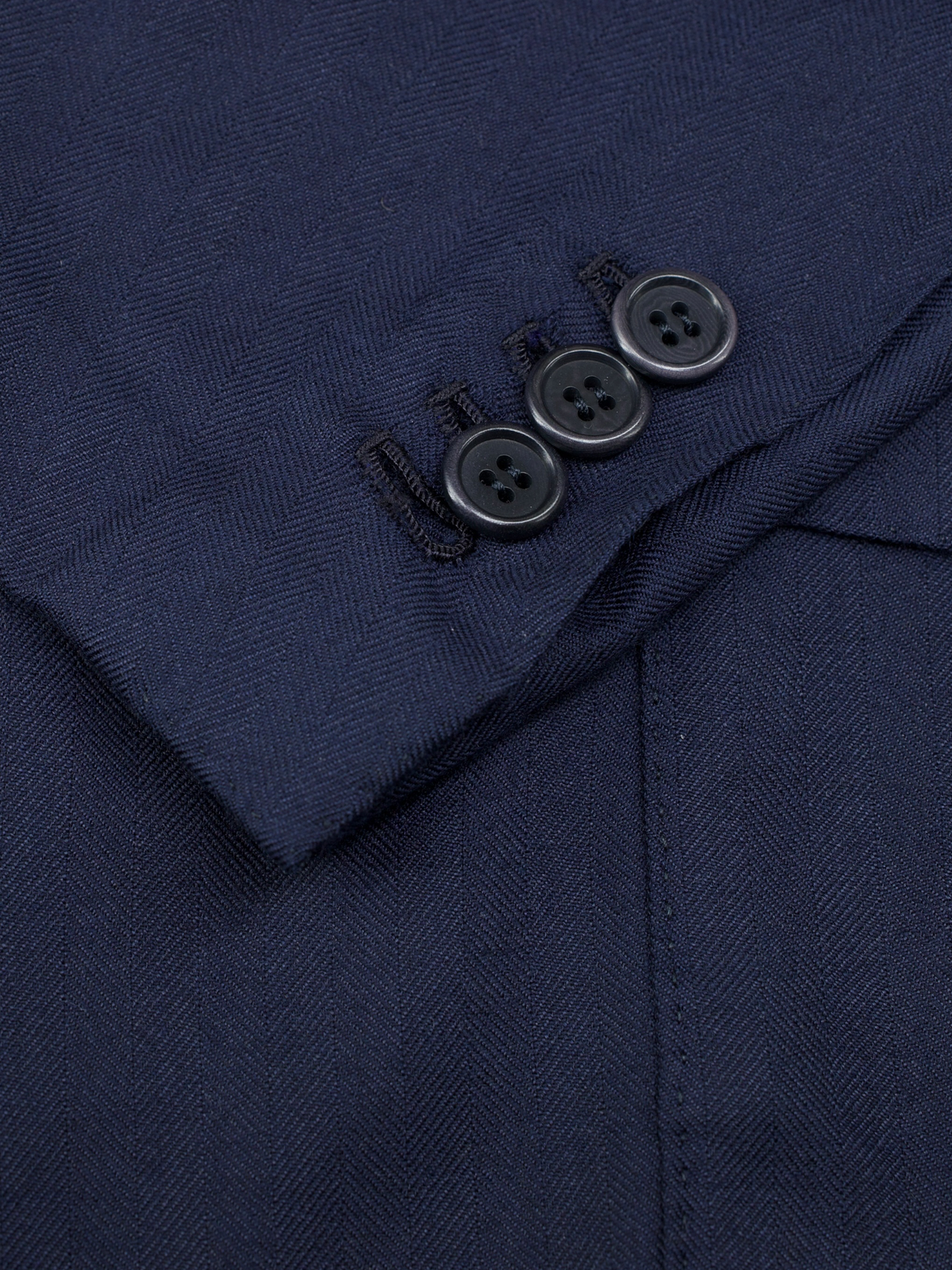 Orazio Luciano Navy Cashmere & Silk Safari-Style Herringbone Jacket