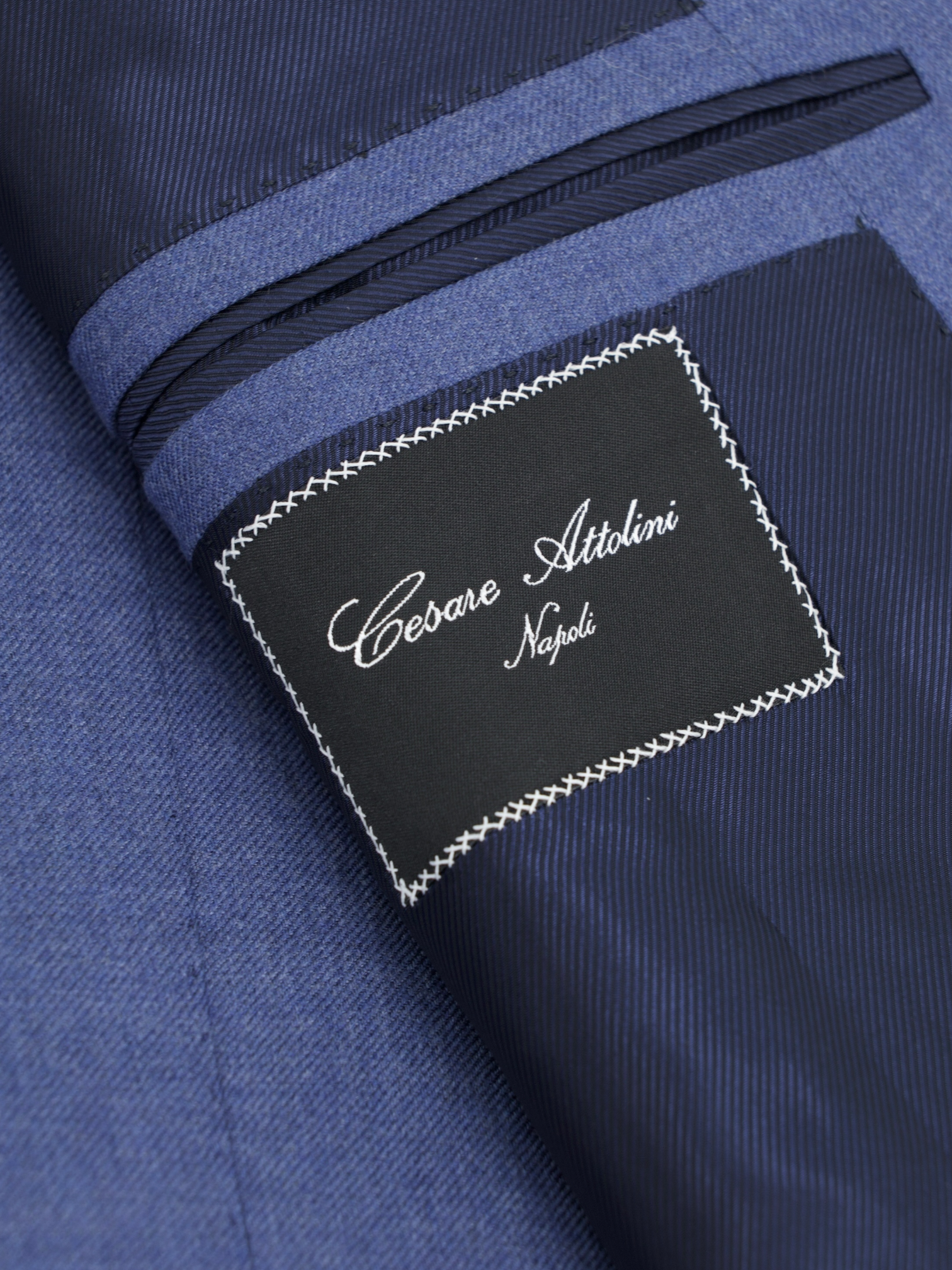 Cesare Attolini Blue Pure Cashmere Double-Breasted Twill Jacket