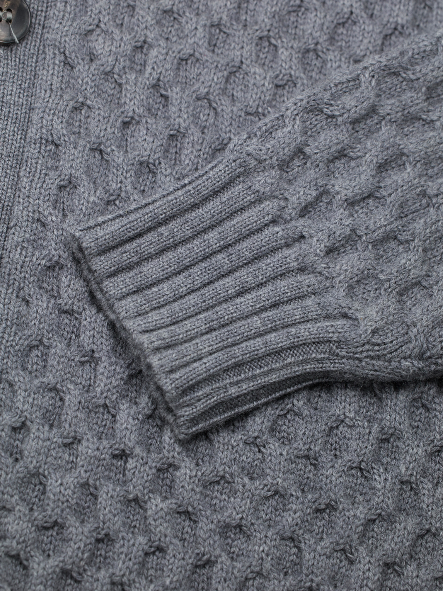 Luigi Borrelli Grey Pure-Wool Patterned Cardigan