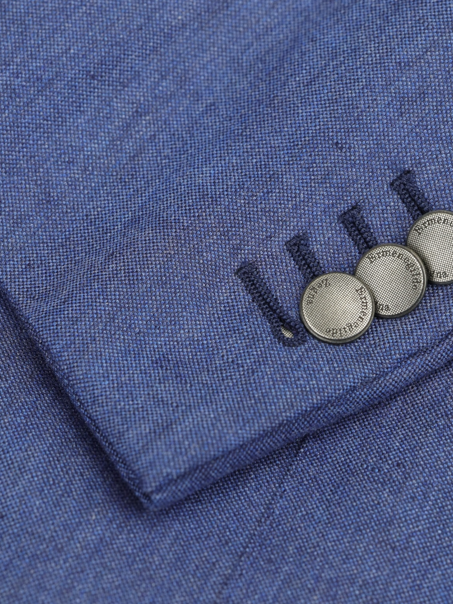 Ermenegildo Zegna Denim Blue Silk & Linen Double Breasted "Zero Weight" Jacket