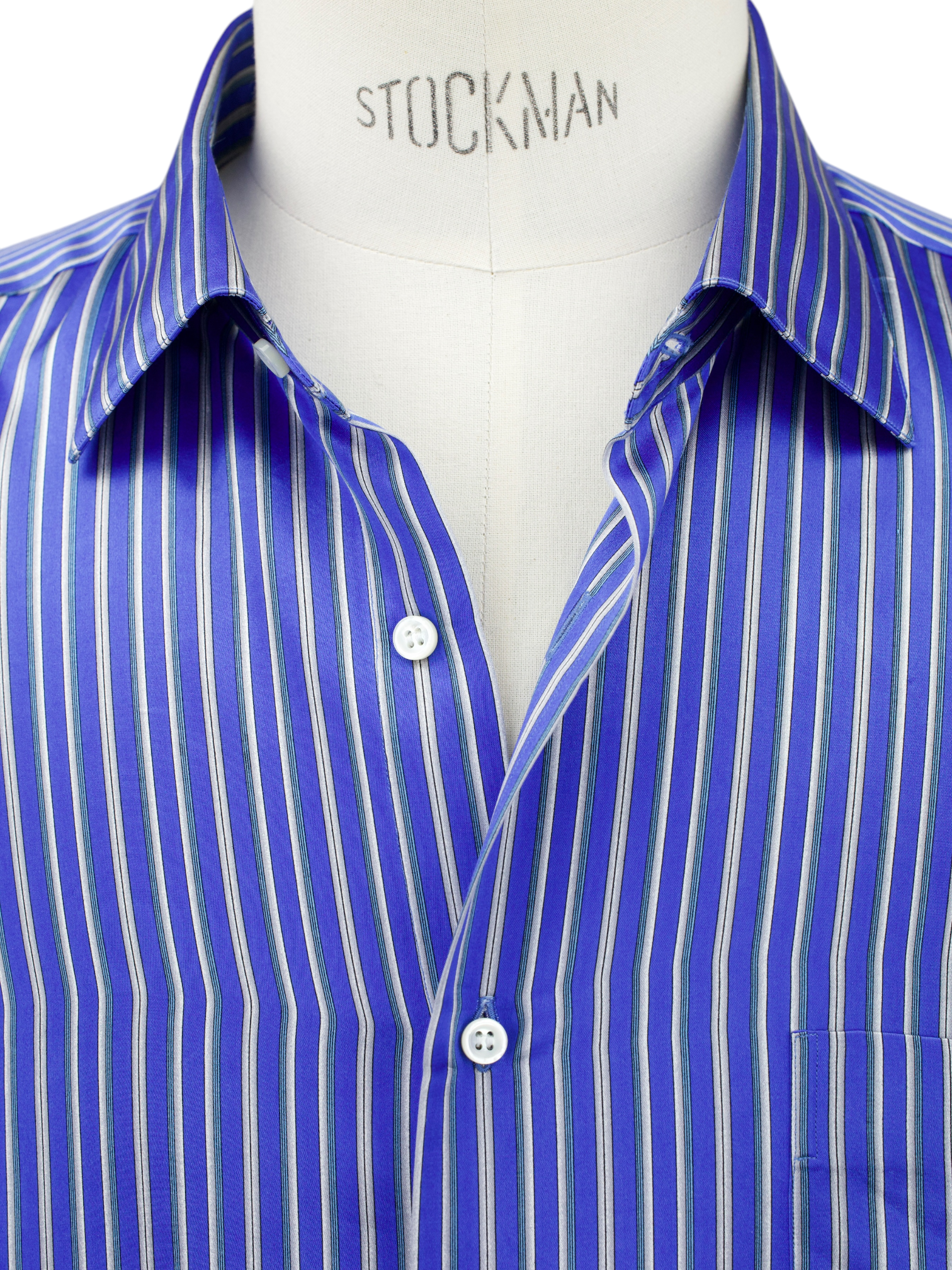 Fray Azure Blue Pure Silk Striped Summer Shirt