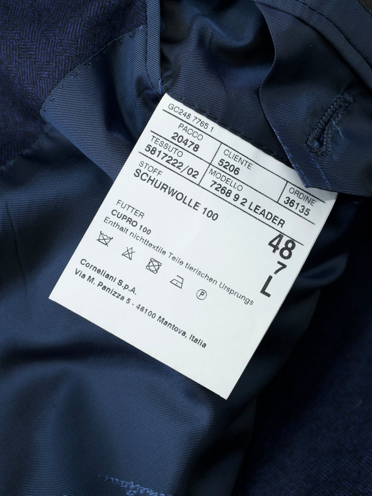 Corneliani Dark Royal-Blue Brushed-Wool Micro-Pattern Leader Suit