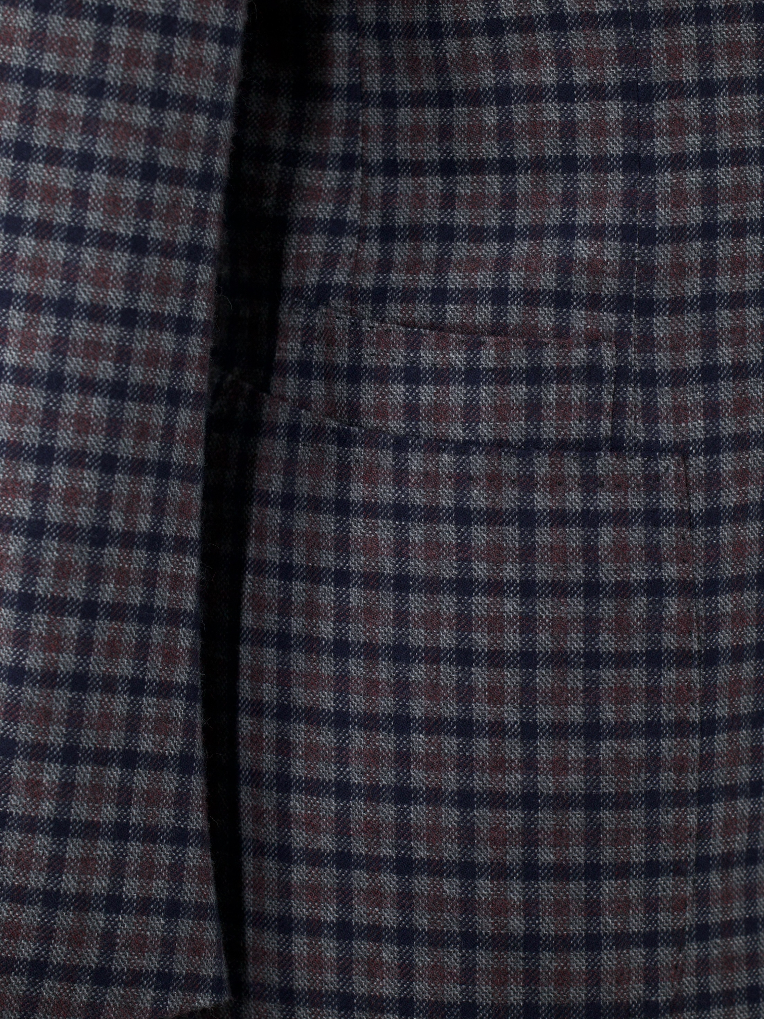 Cesare Attolini Blue & Maroon Pure Cashmere Gingham Check Jacket