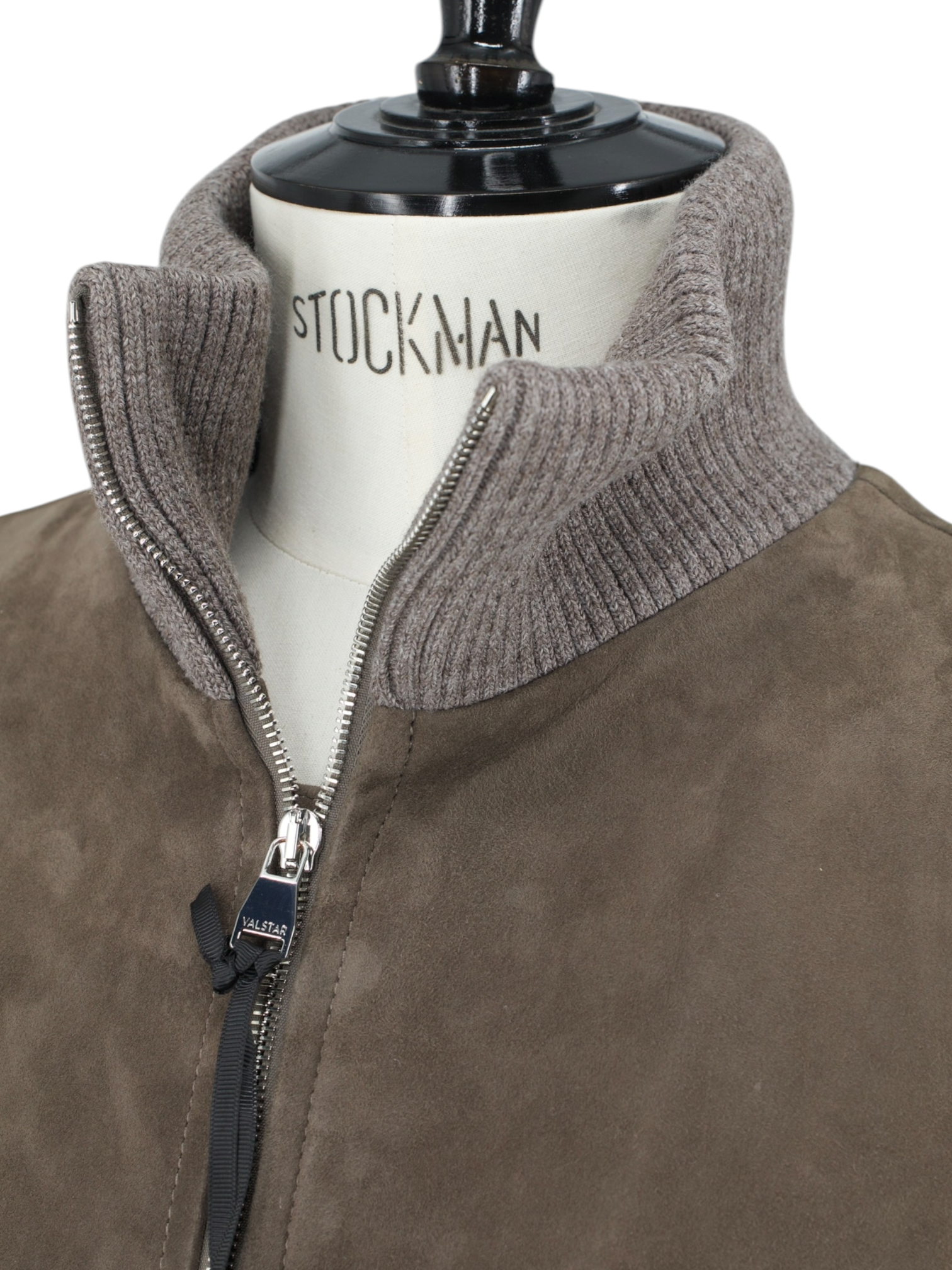 Valstar Warm Grey Lambskin-Suède Padded Bomber Jacket