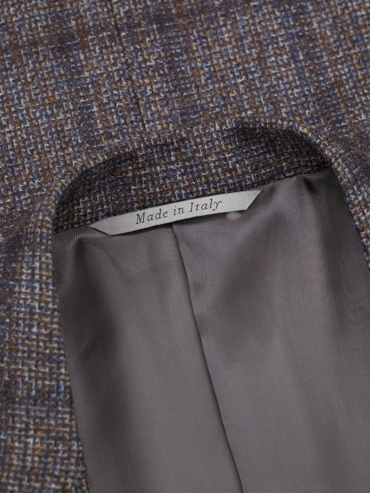 Canali Warm Taupe & Blue Wool Windowpane Jacket