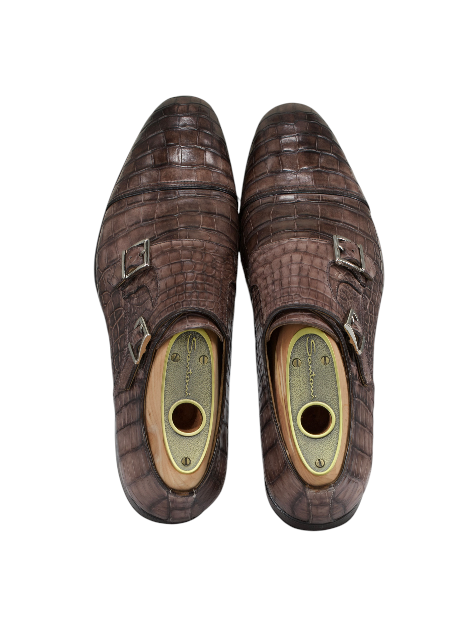 Santoni Taupe Mississippi-Alligator Double Monk