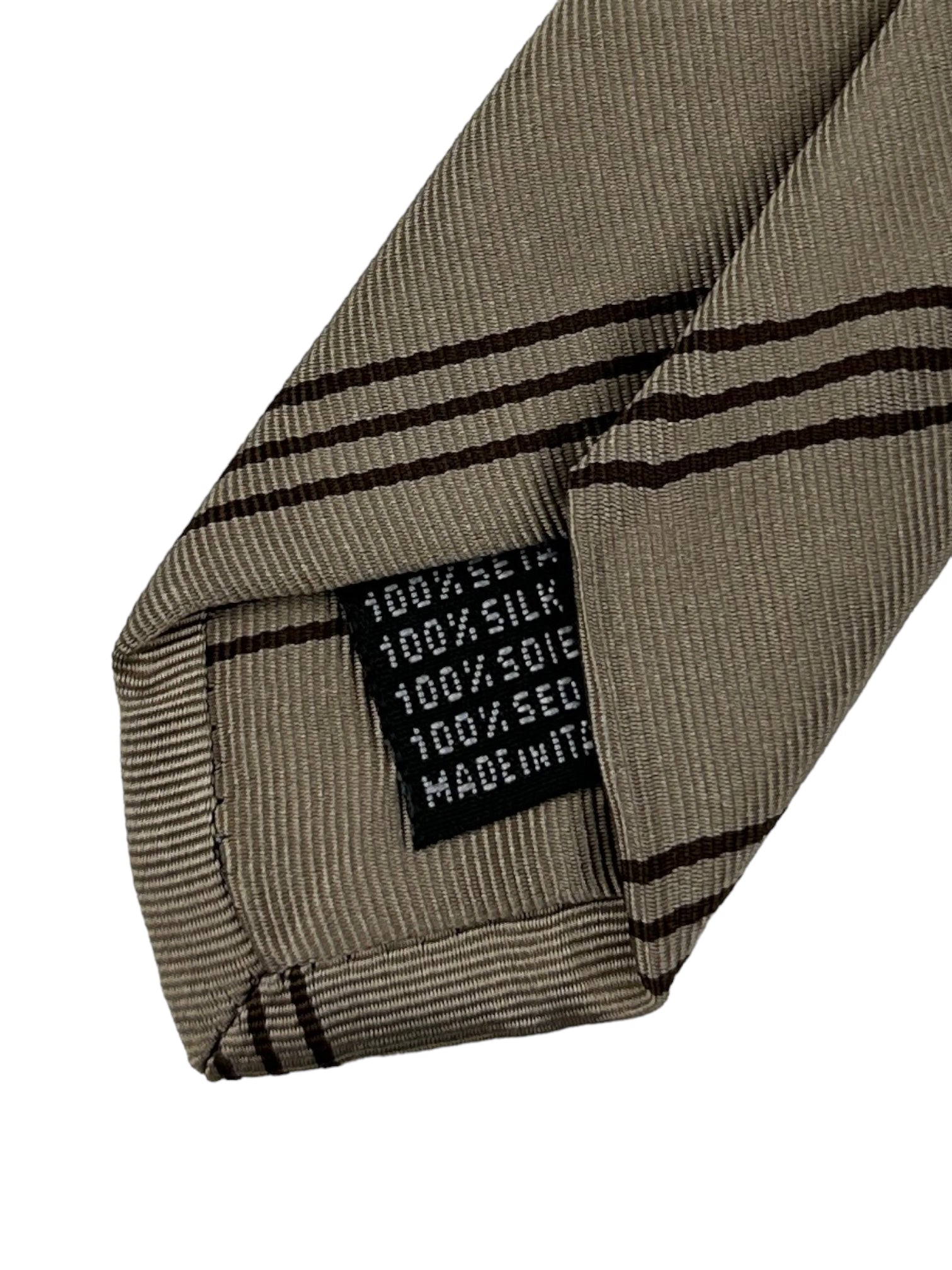 Cesare Attolini Sand Club Stripe Tie