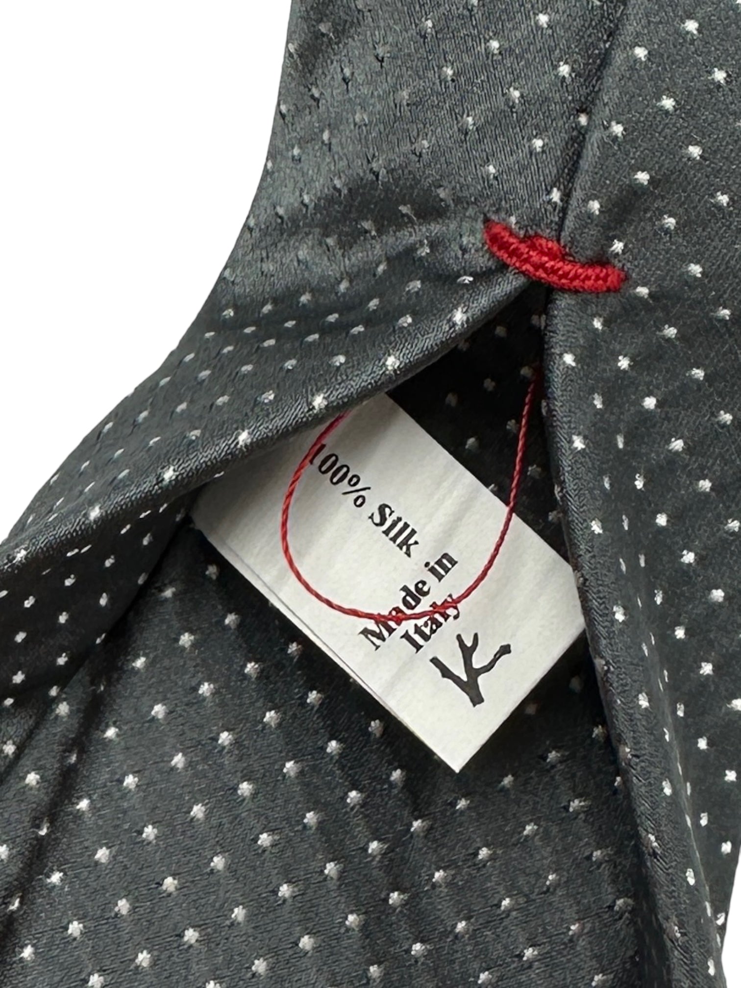 Isaia 7-Fold Grey Polka Dot Silk Tie