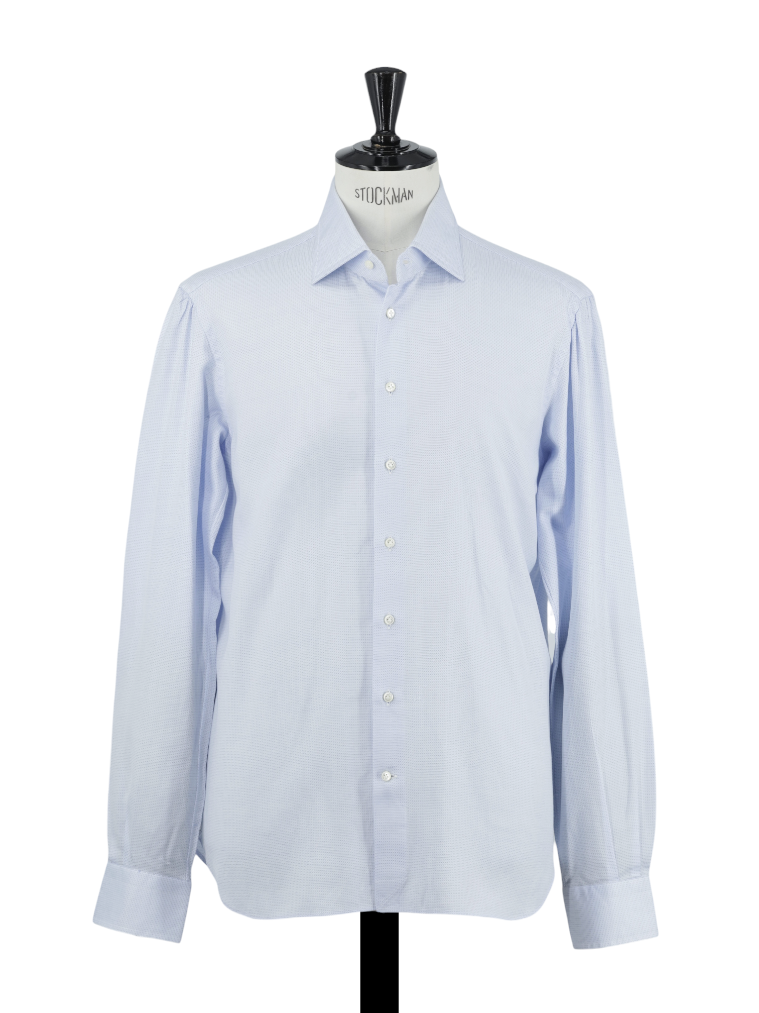 Emanuele Maffeis Light Blue Cotton Geometic-Pattern Shirt