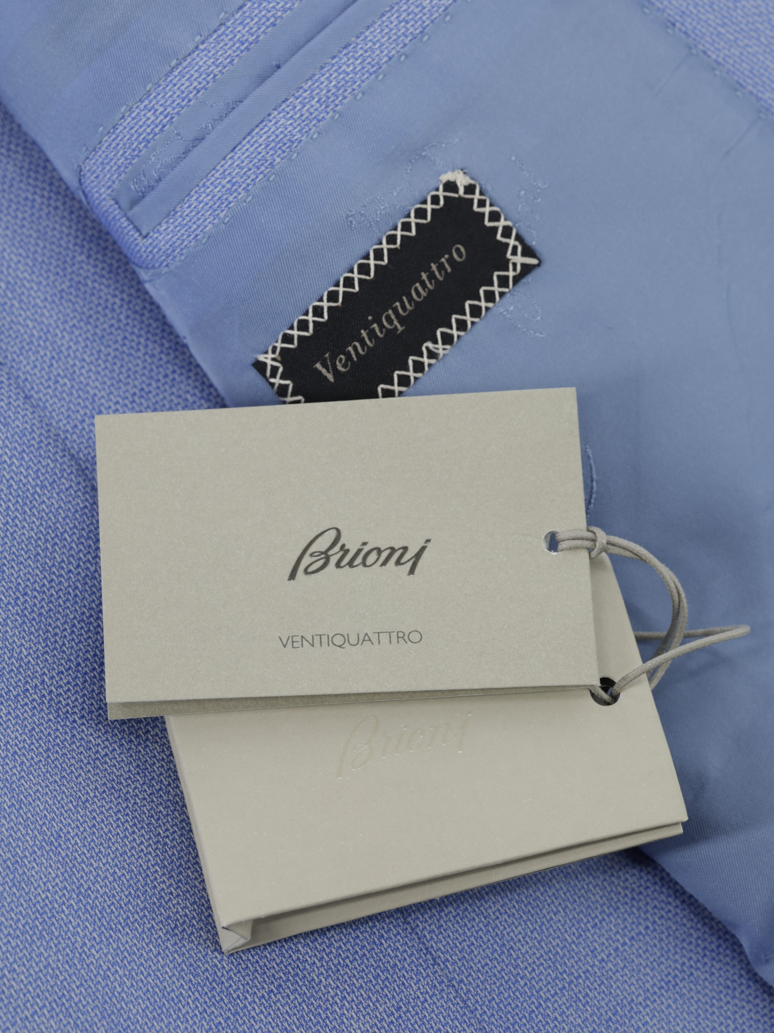 Brioni Sky Blue Wool & Silk "Ventiquattro" Micro-Pattern Jacket