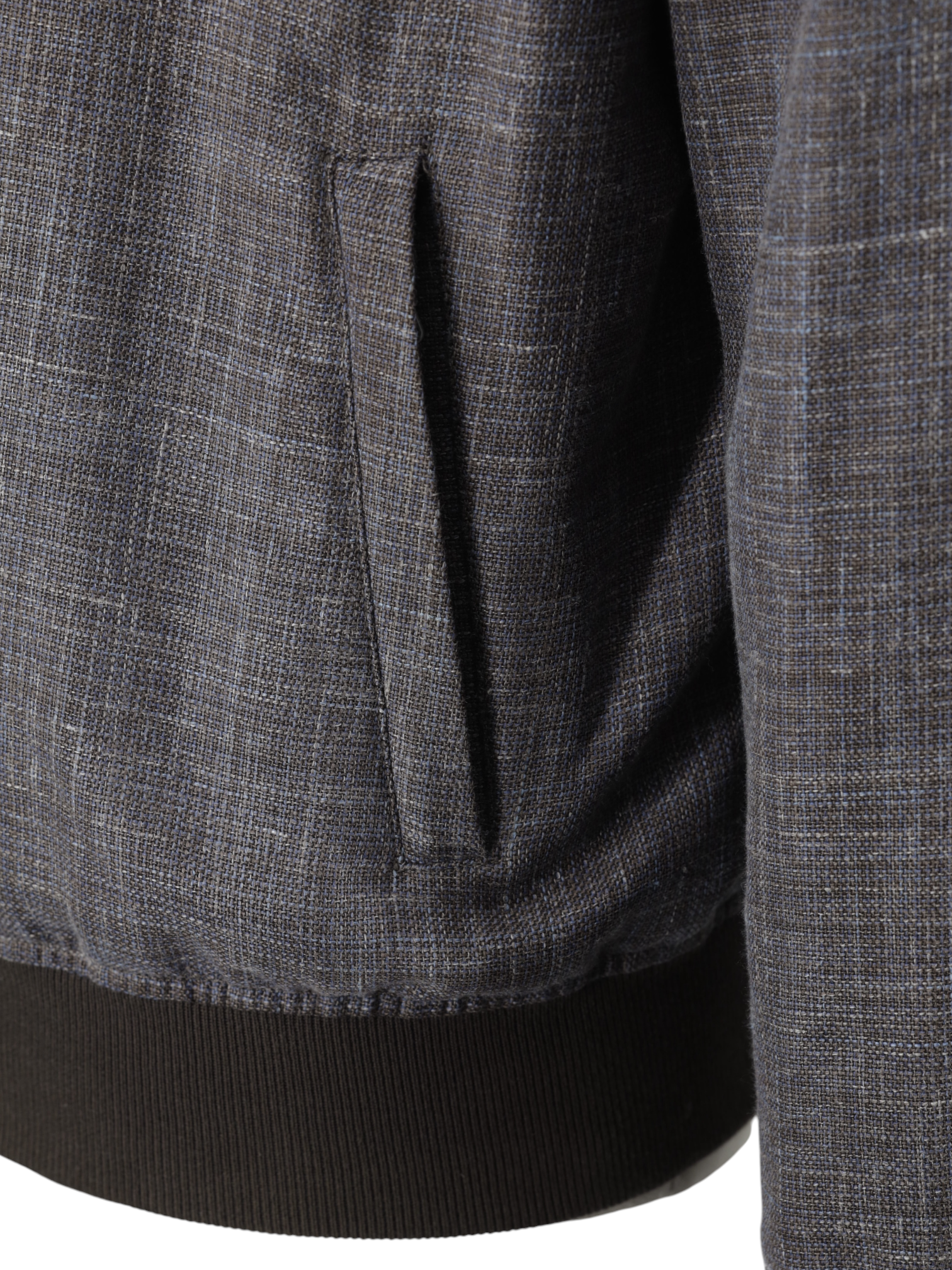 Mandelli Light Brown & Ice Blue Wool, Silk & Linen Melange Summer Bomberjacket