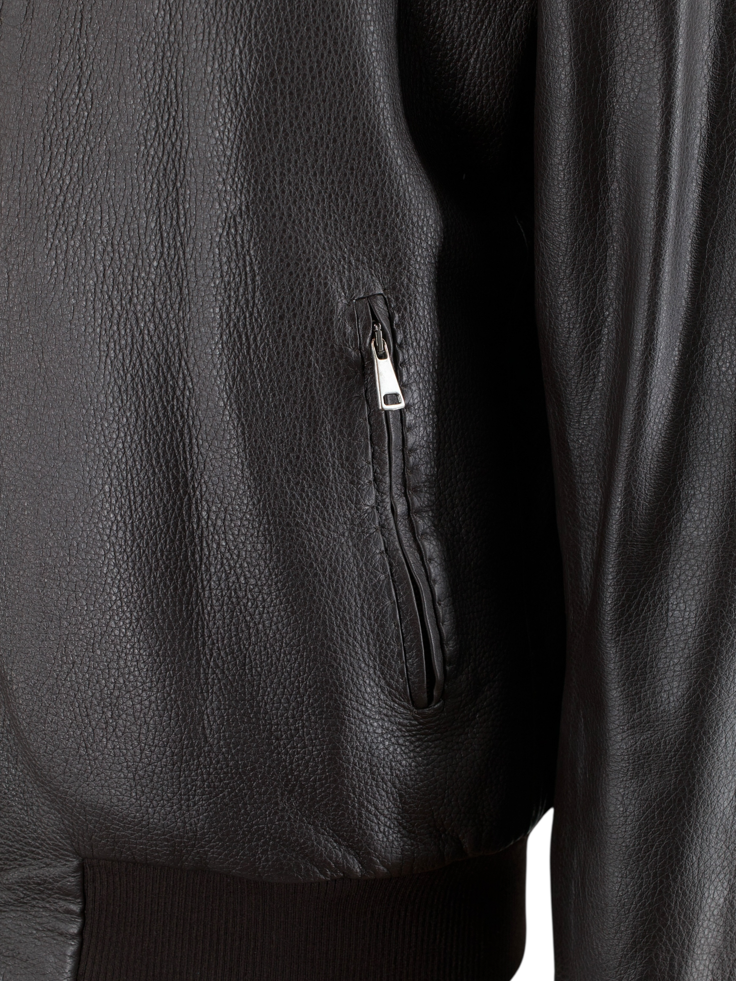 Rifugio Dark Brown Deerskin & Castorino-Fur Lining Bomberjacket