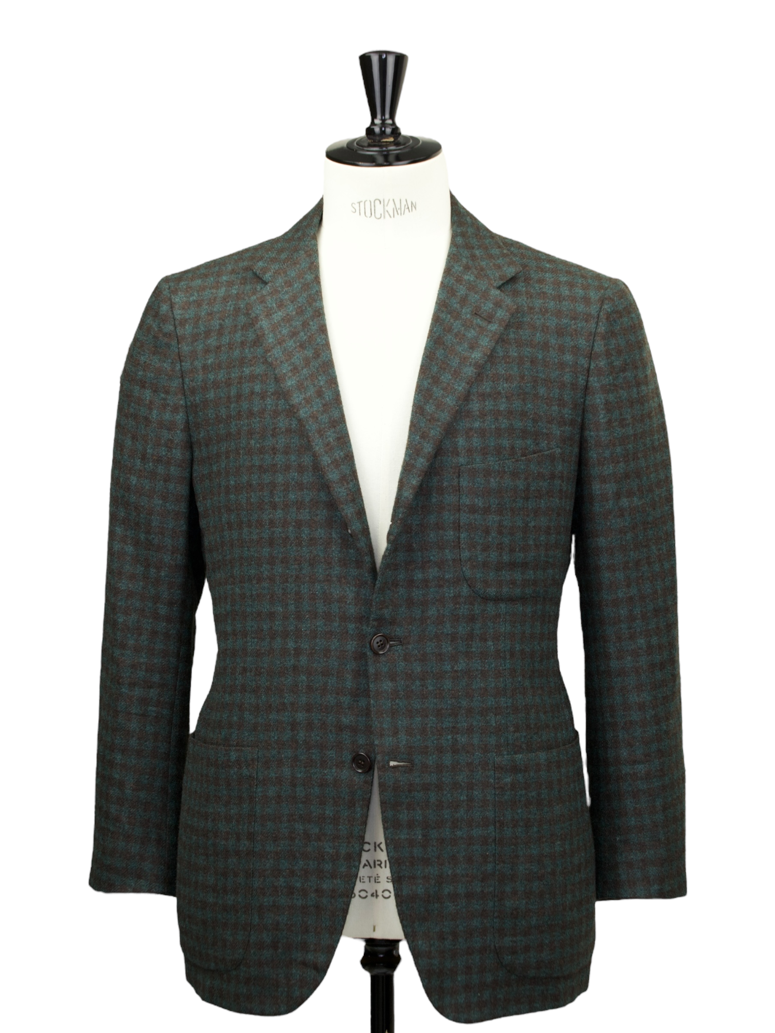 Kiton Green & Brown Cashmere, Vicuña & Silk Gingham-Check Jacket