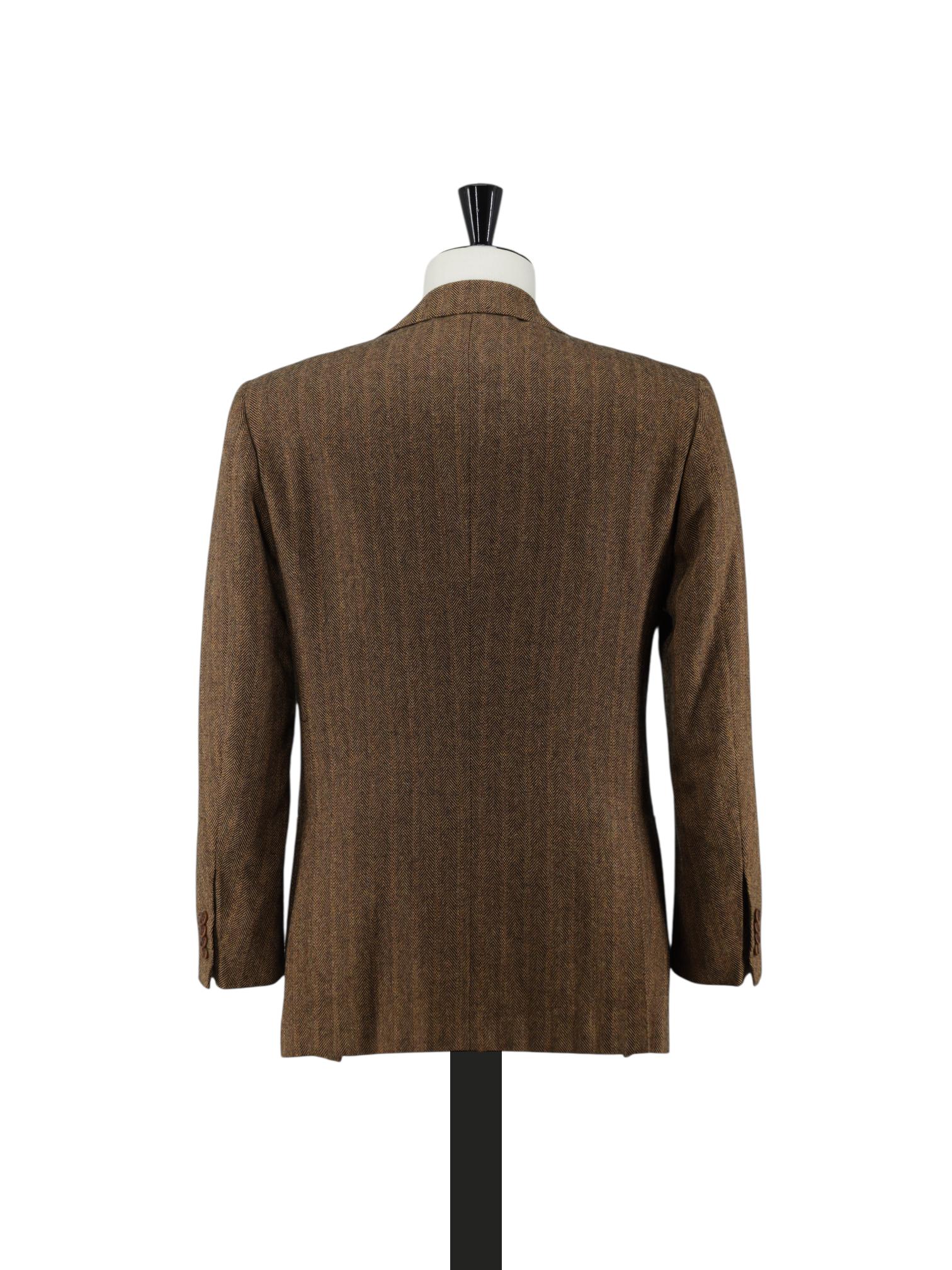 Kiton Burnt Orange Cashmere-Tweed Multicolor Herringbone Jacket