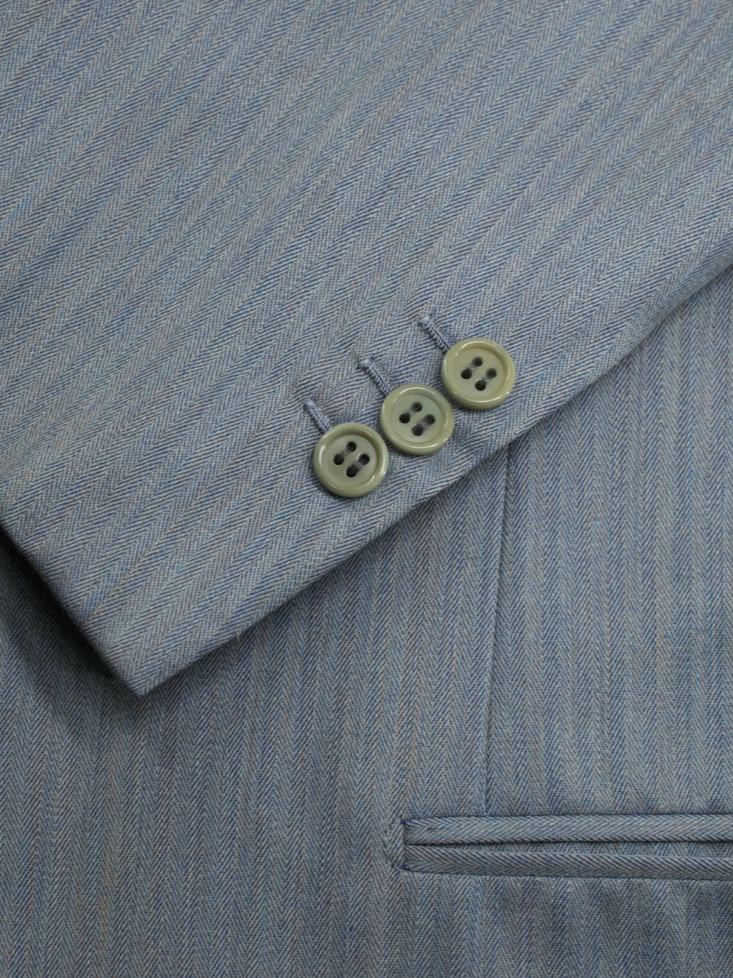 Brioni Light Grey & Blue Wool Iridescent-Herringbone Roman-Style Suit