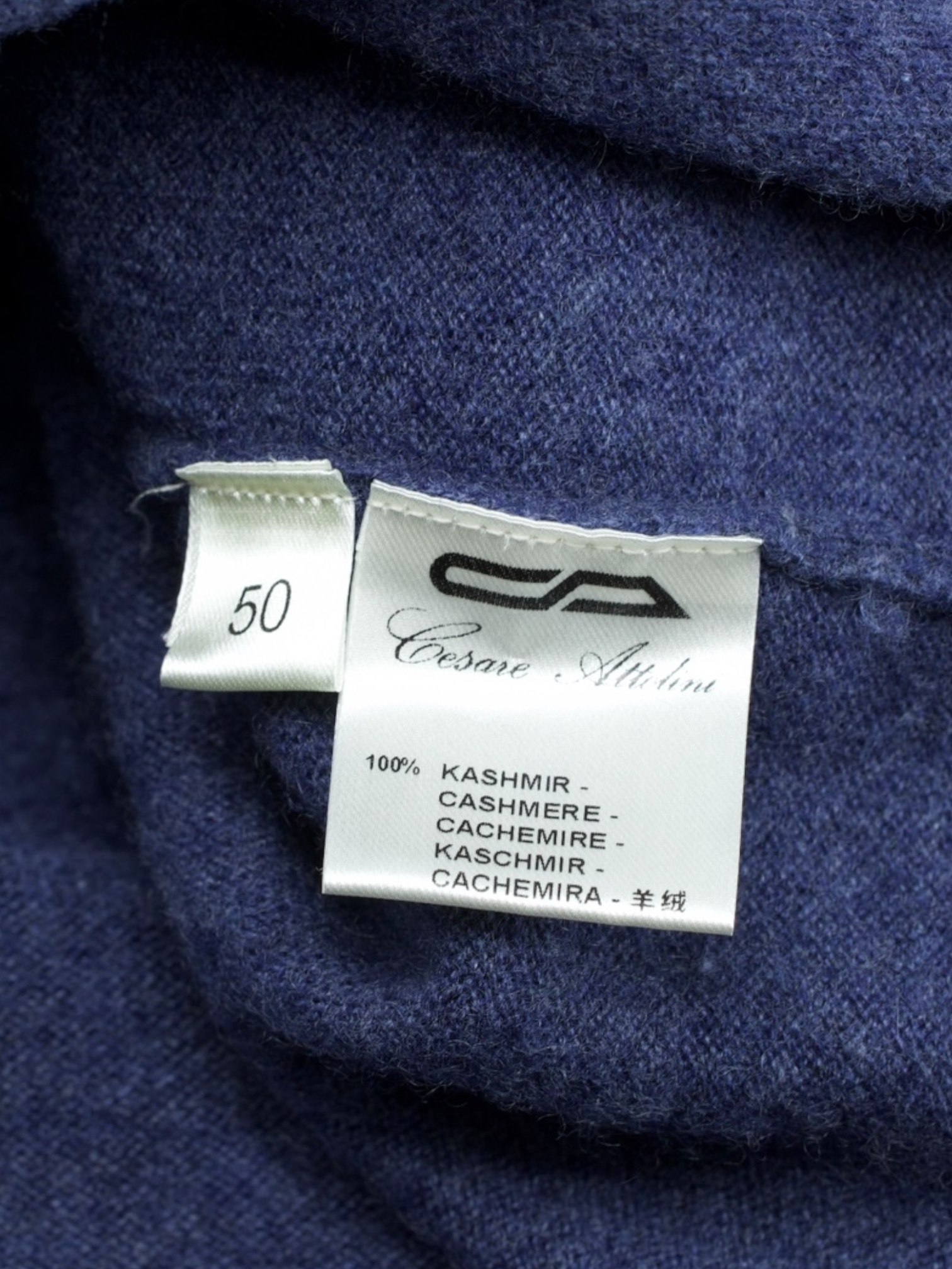 Cesare Attolini Blue Duvet Cashmere Quarter-Zip Sweater
