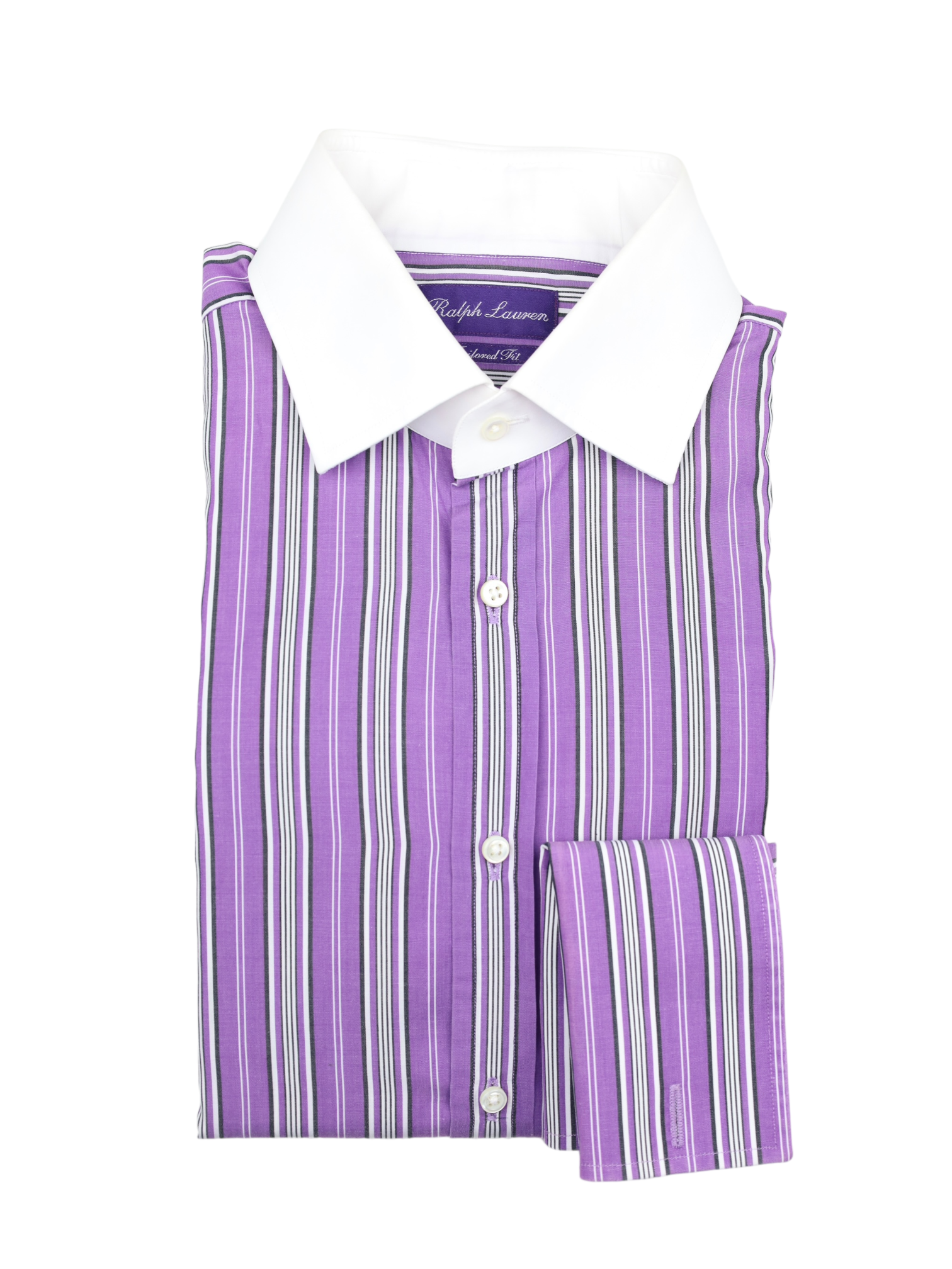 Ralph Lauren Purple Label Striped Contrast-Collar Shirt