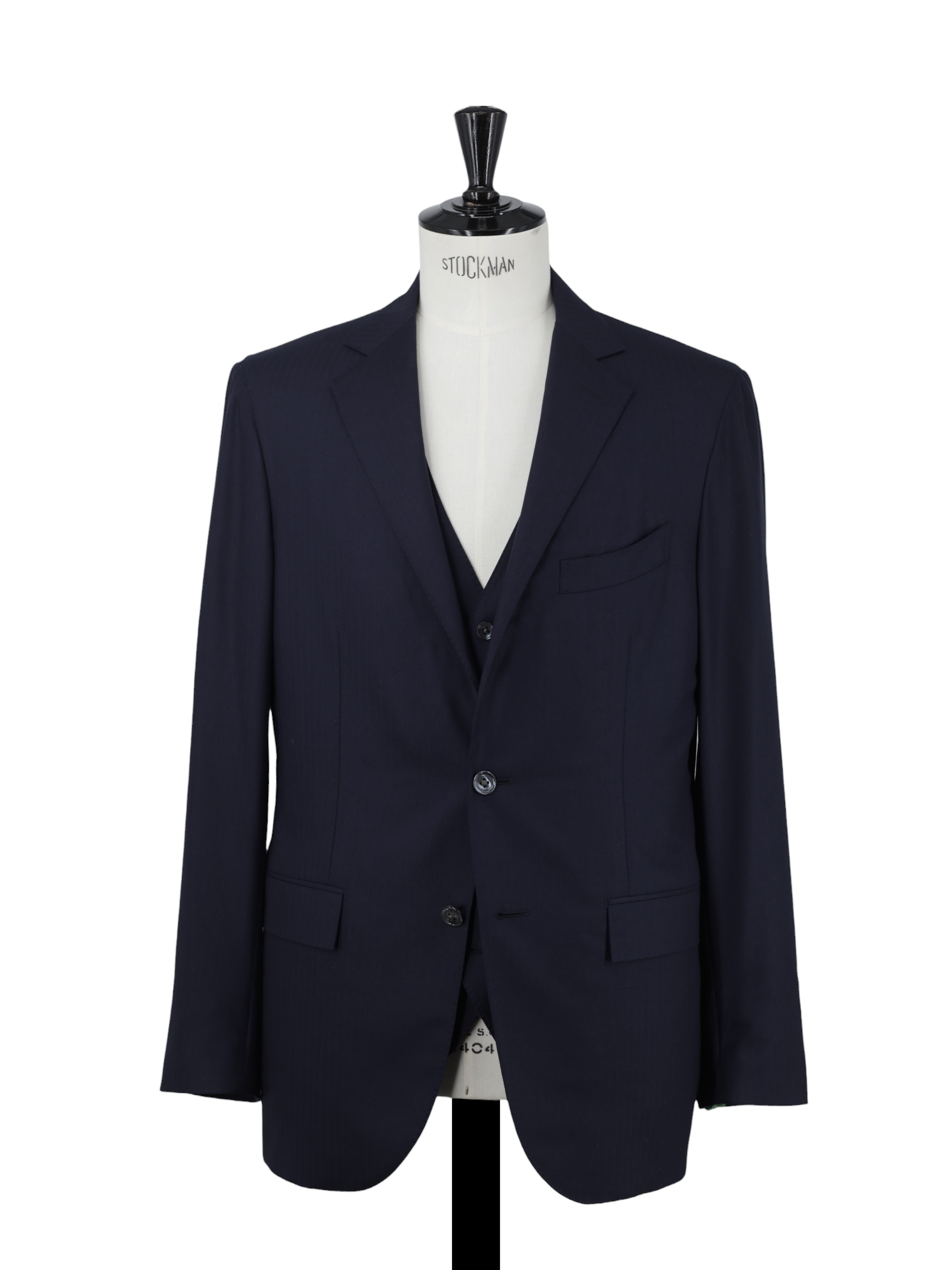 Corneliani Navy 3-Piece Super 160's Herringbone Suit