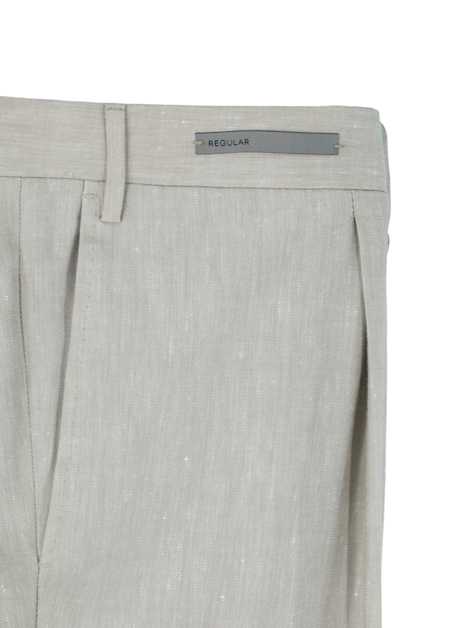 Corneliani Greige Linen and Wool Mélange Trousers