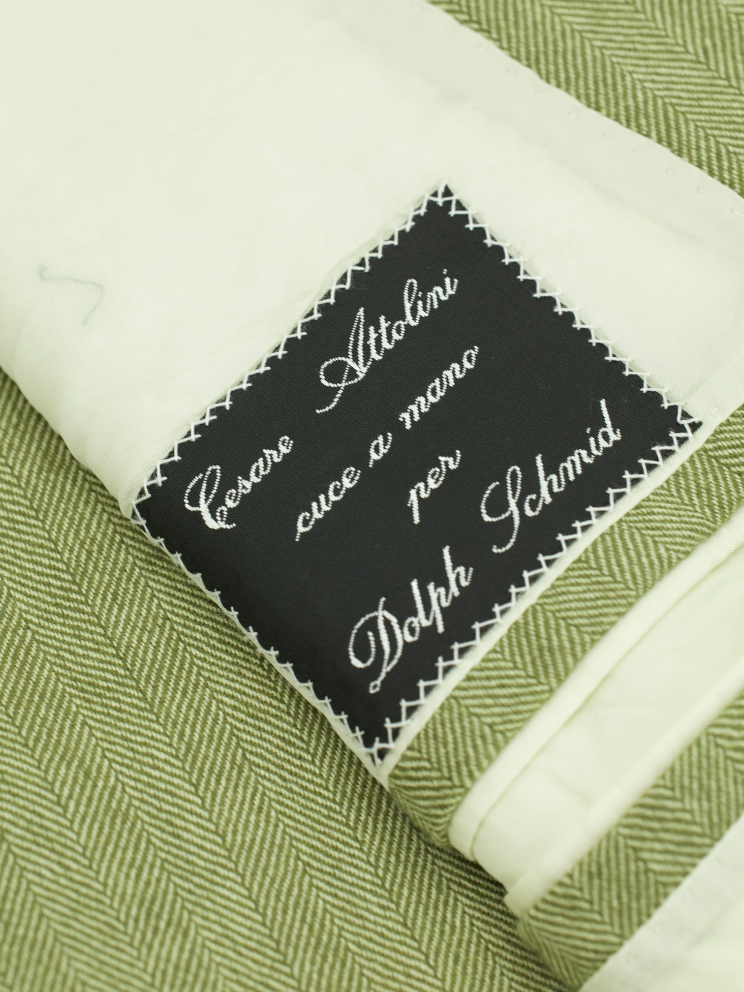 Cesare Attolini Light Green Pure Cashmere Herringbone Jacket