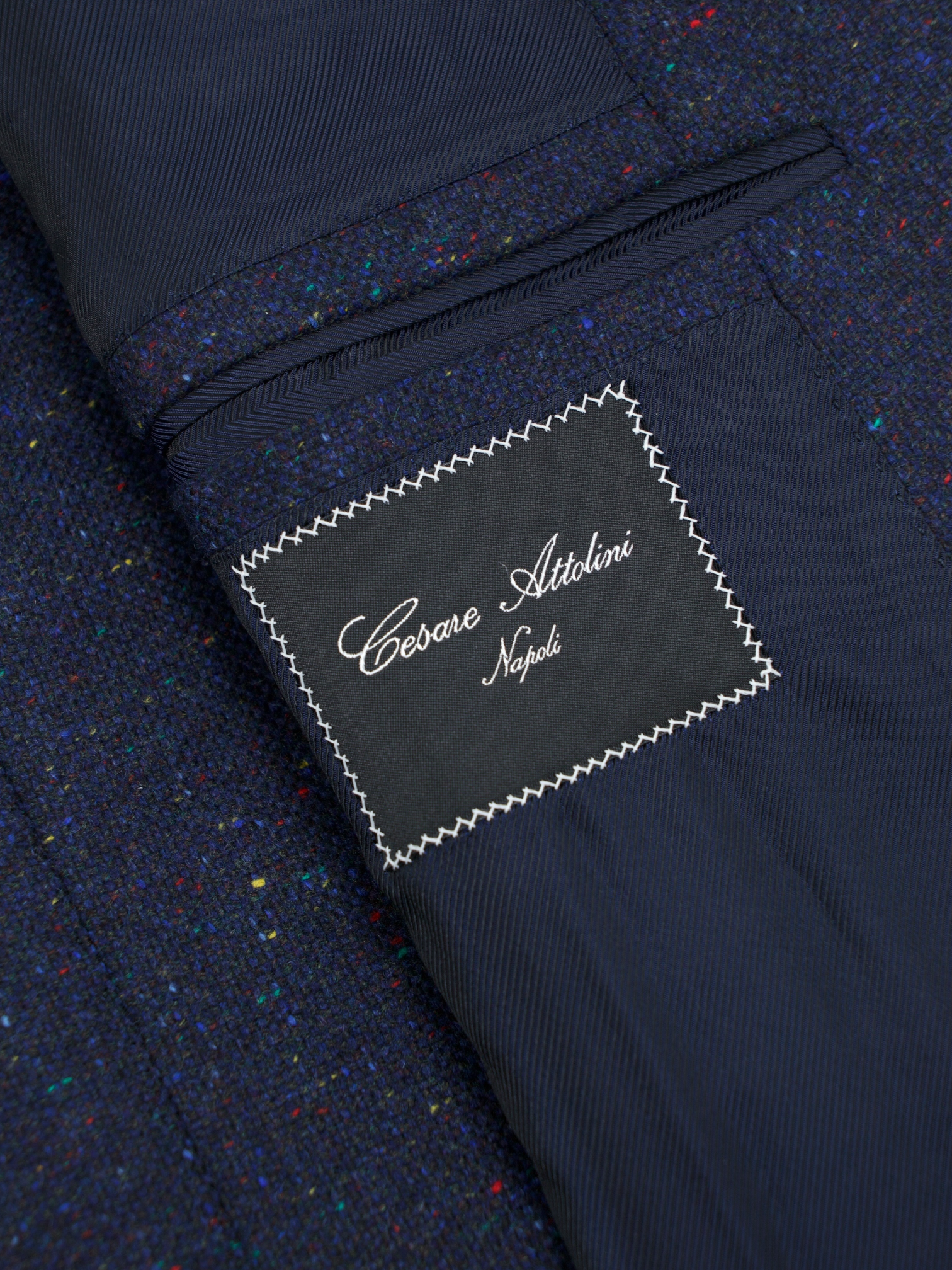 Cesare Attolini Dark Blue Cashmere & Silk Multicolor Donegal Jacket