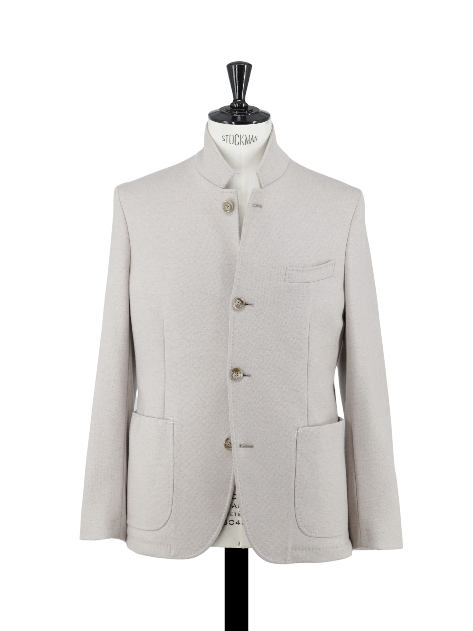 Fedeli Greige Pure Cashmere Tubular-Collar "Damon" Jacket