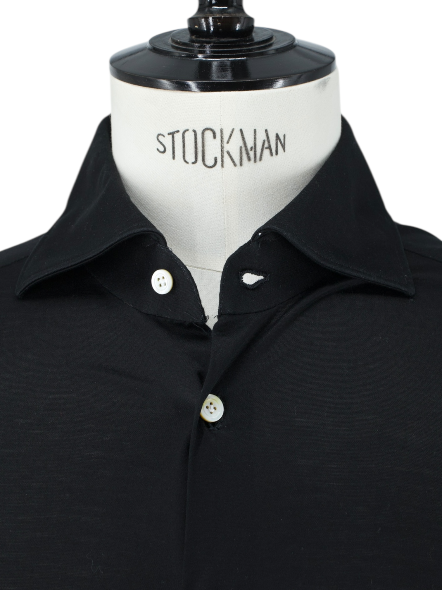 Kiton Black Jersey-Knitted Cotton Shirt