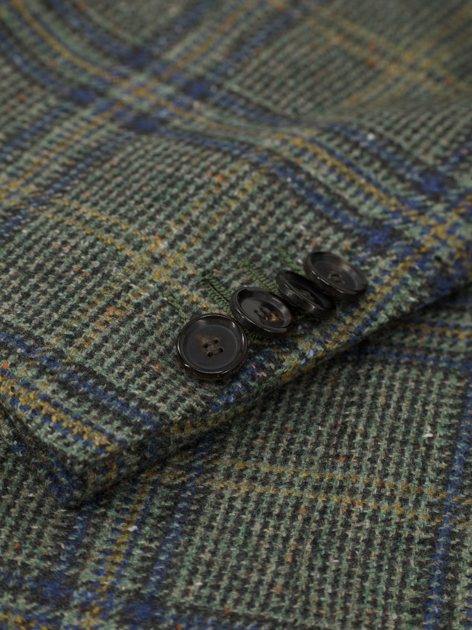 Cesare Attolini Sage Green Cashmere & Silk Donegal Overcheck Jacket