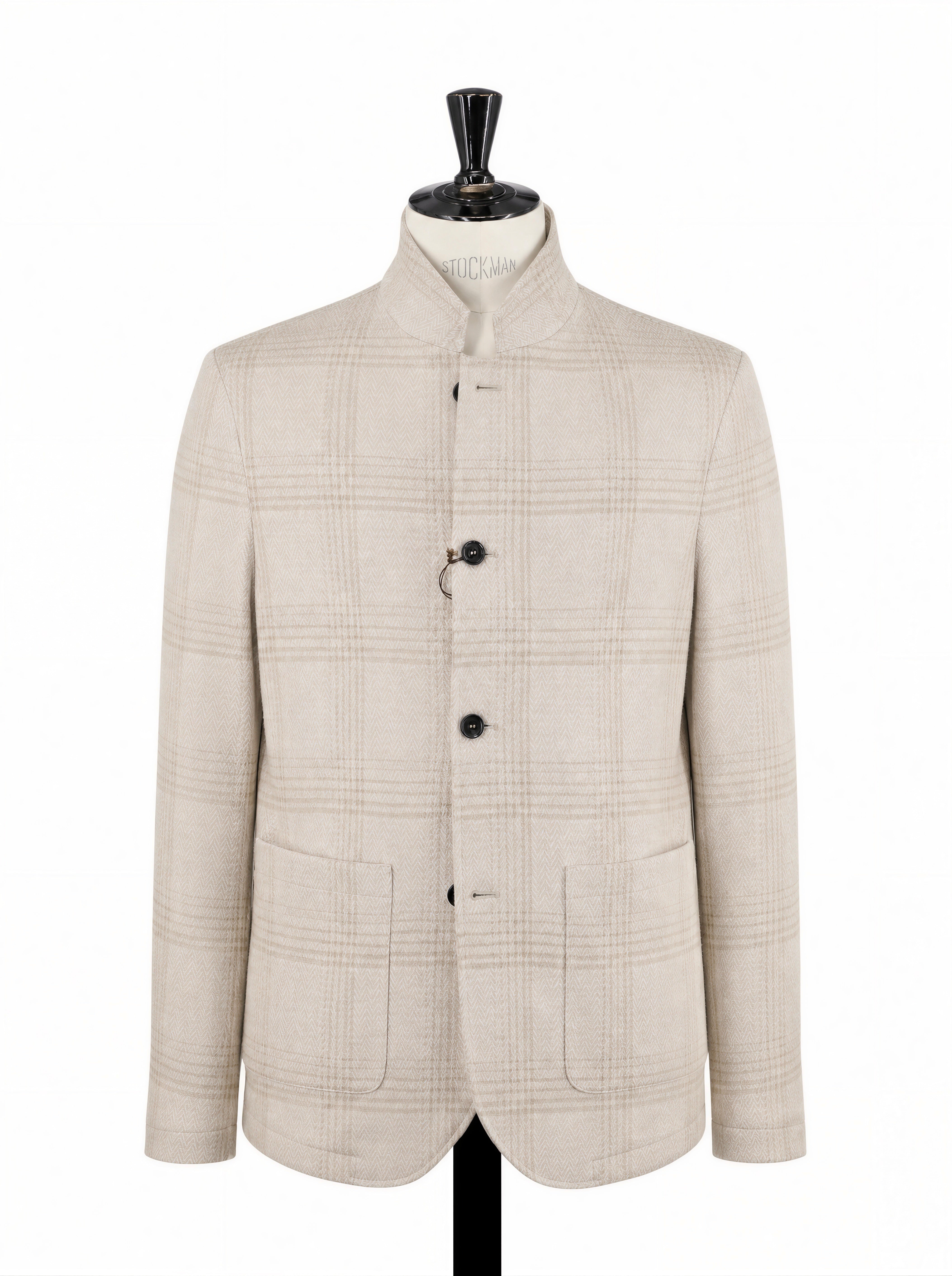 Maurizio Baldassari Sand Cotton, Silk & Linen Stand-Collar Jacket