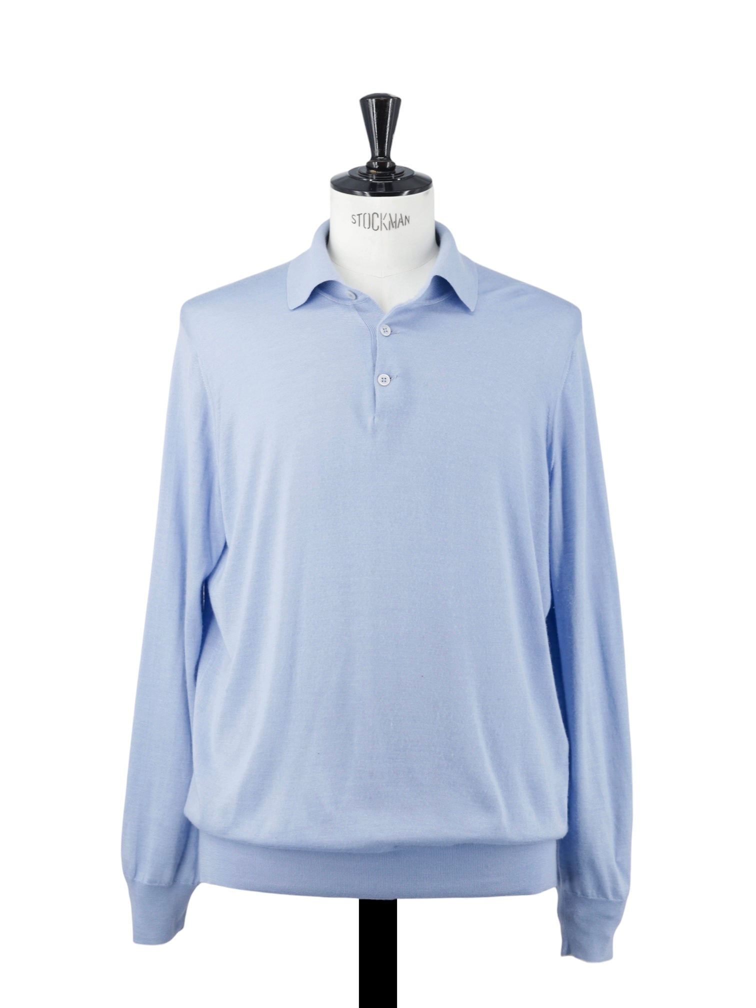 Brunello Cucinelli Light Blue Cashmere & Silk Long-Sleeve Polo