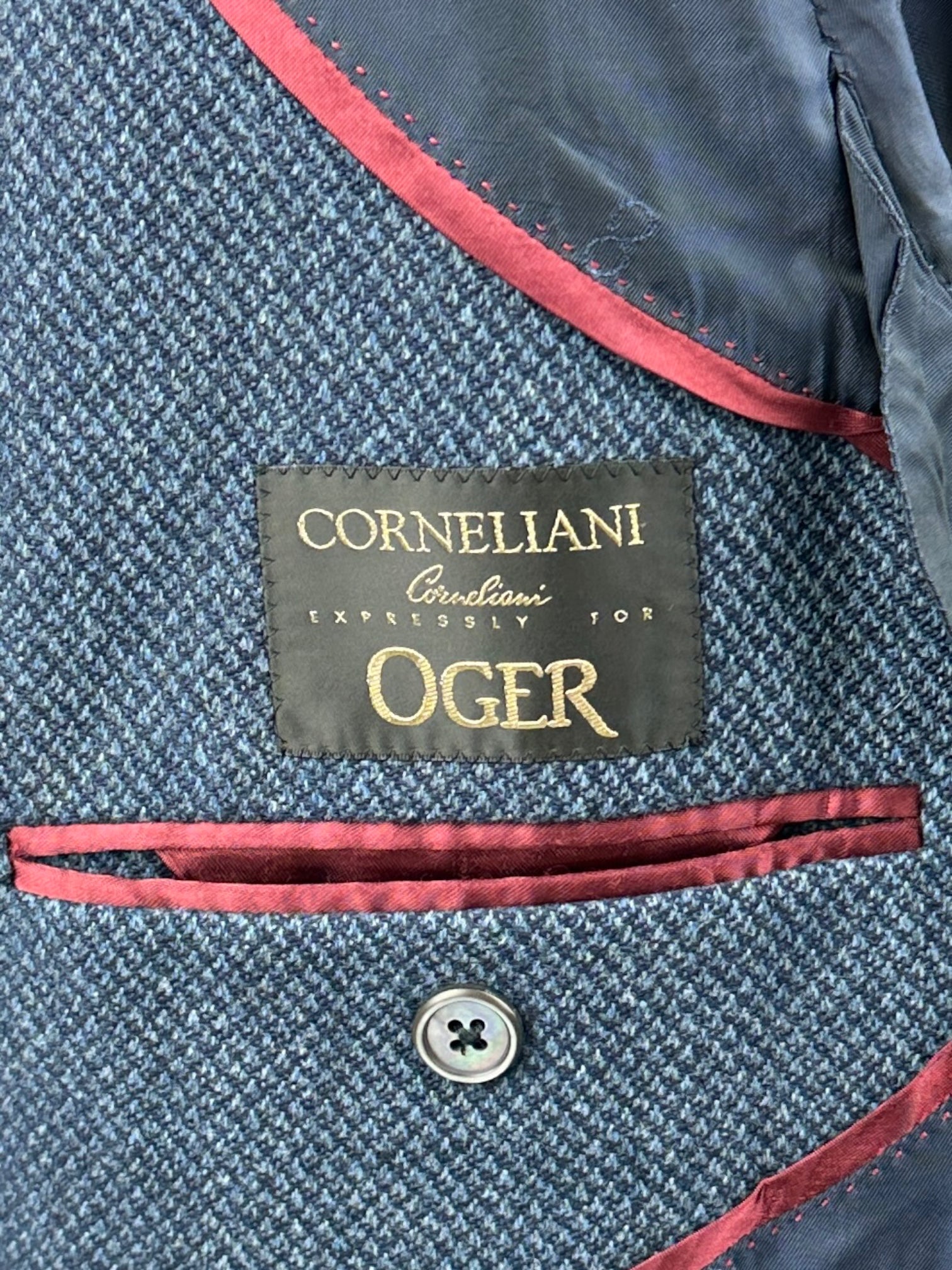 Corneliani blauw jasje van wol en kasjmier