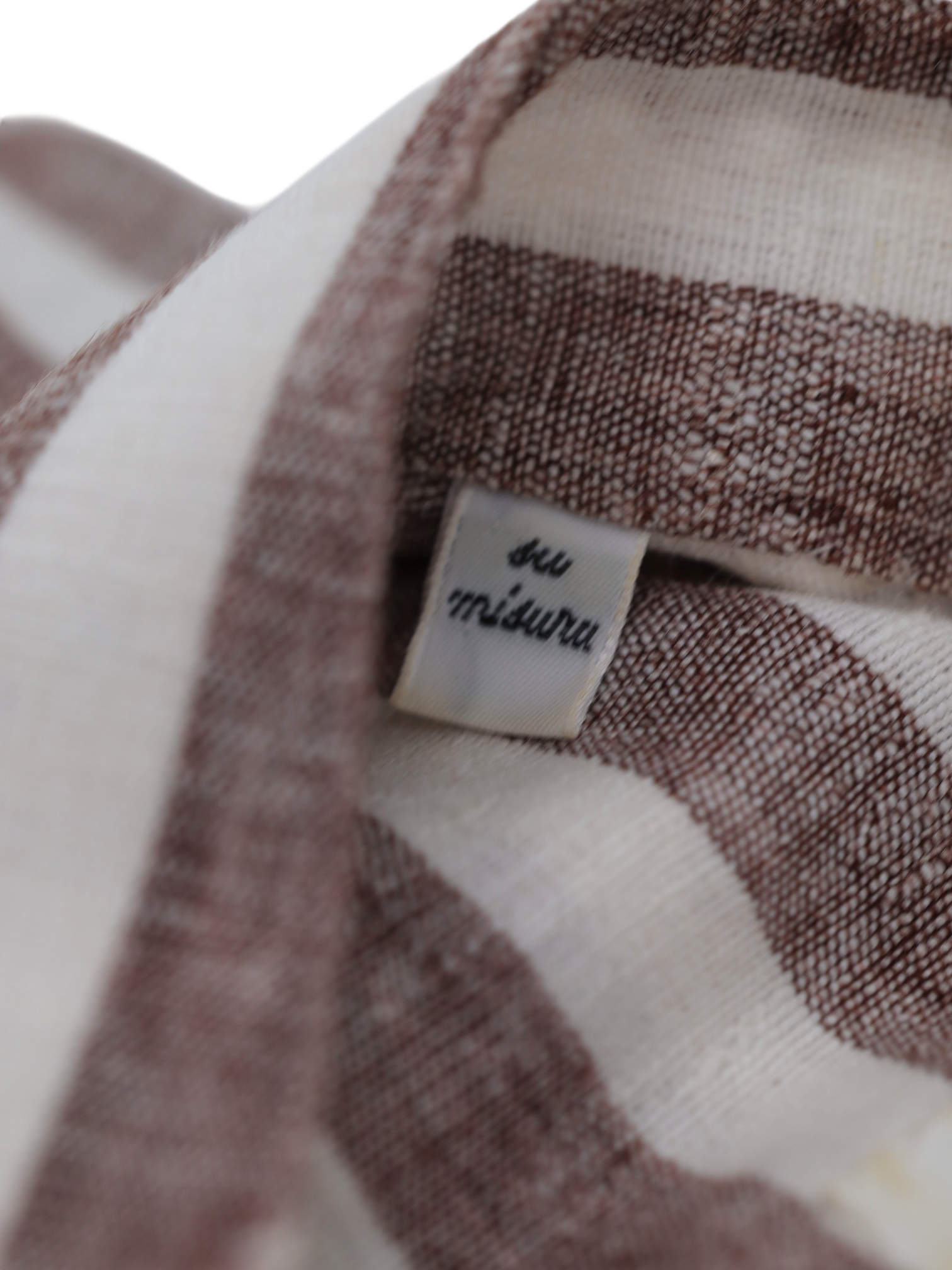 Kiton Brown & White Pure Linen Bengal Stripe Mandarin-Collar Shirt